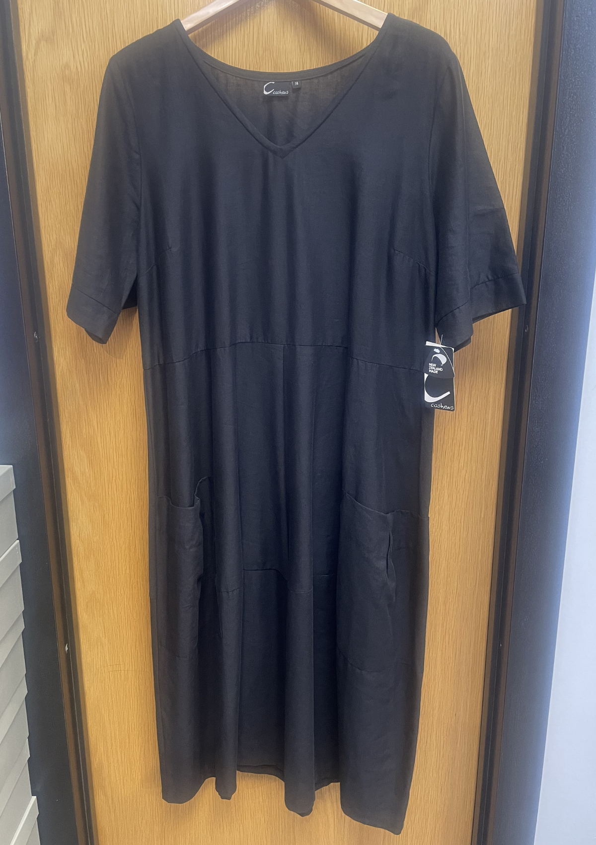 Cashews CLEARANCE Hudson Linen Pocket Dress - Black