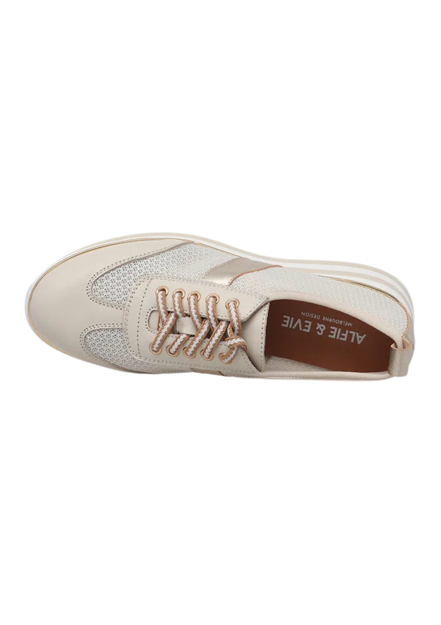 Harmony Lace Up Flatform - Cream Leather / Mesh