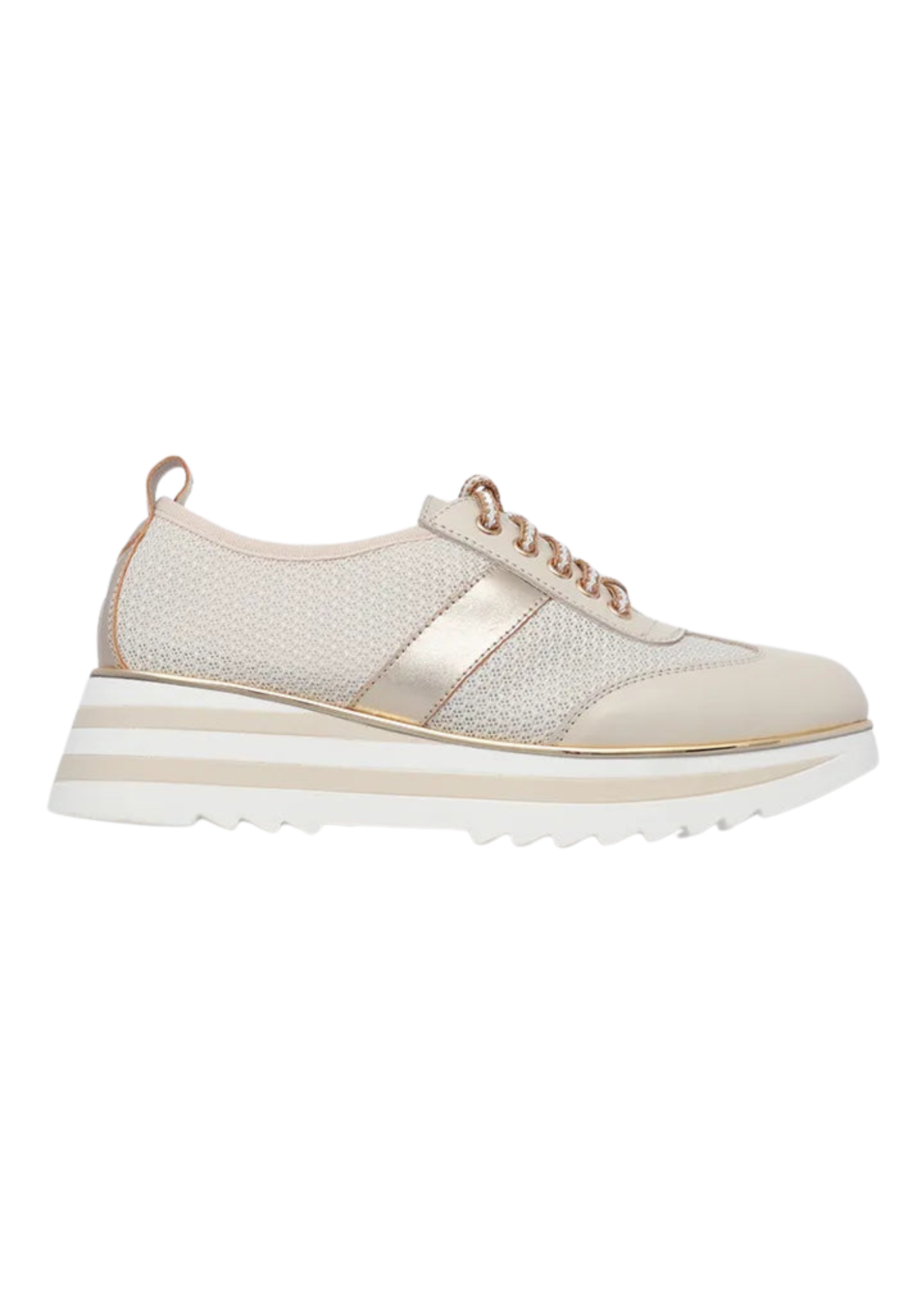 Harmony Lace Up Flatform - Cream Leather / Mesh