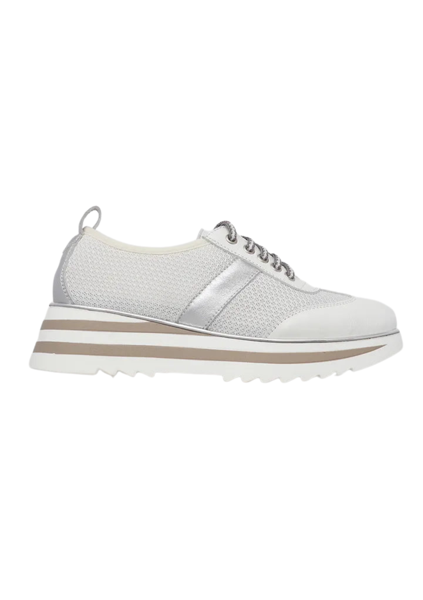 Harmony Lace Up Flatform - White Leather / Mesh