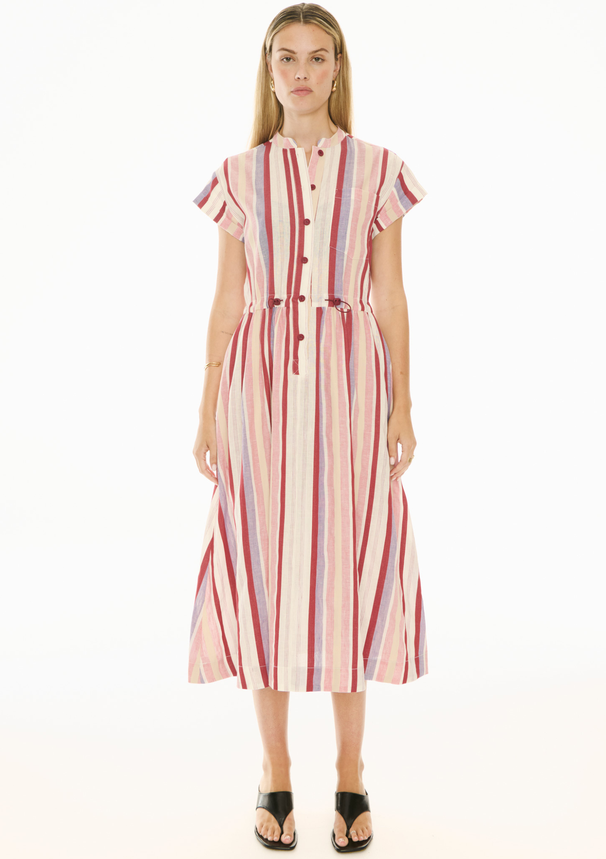 CLEARANCE Kai Shirt Dress - Red Multi Stripe