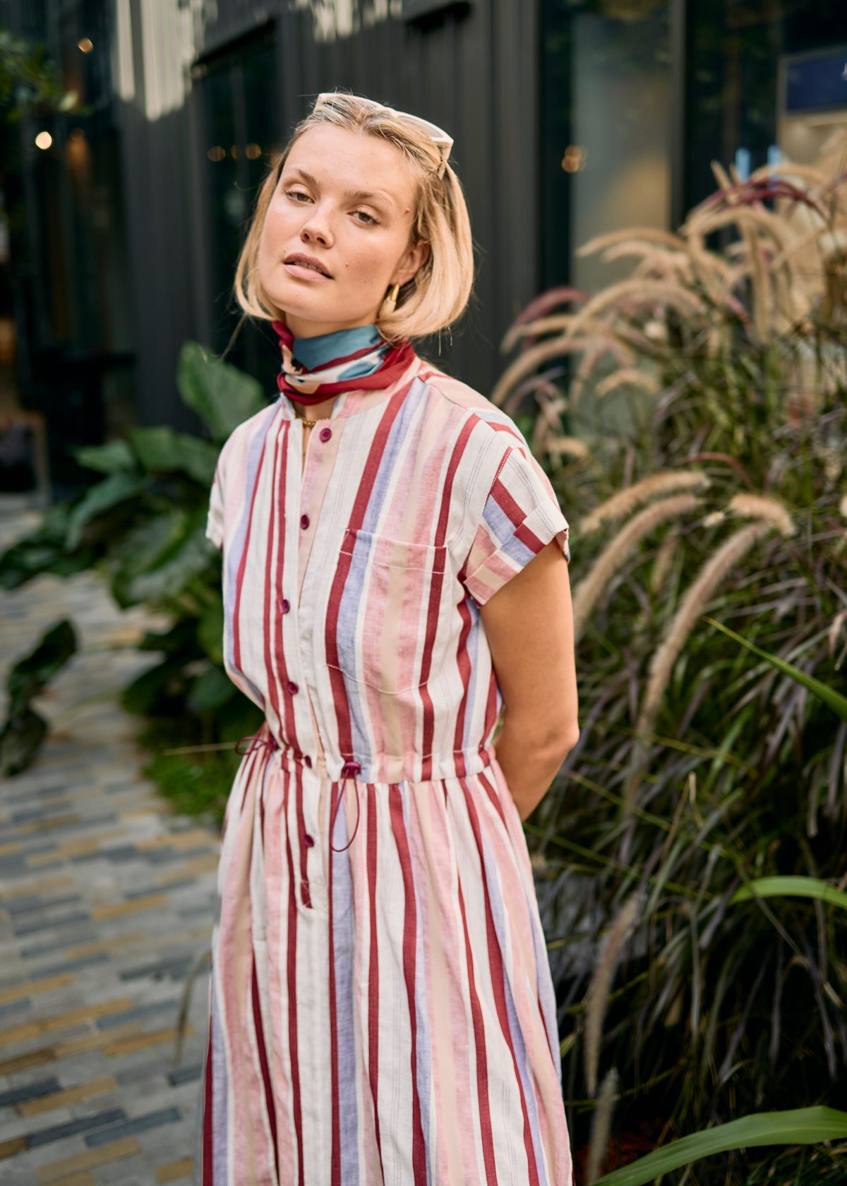 CLEARANCE Kai Shirt Dress - Red Multi Stripe