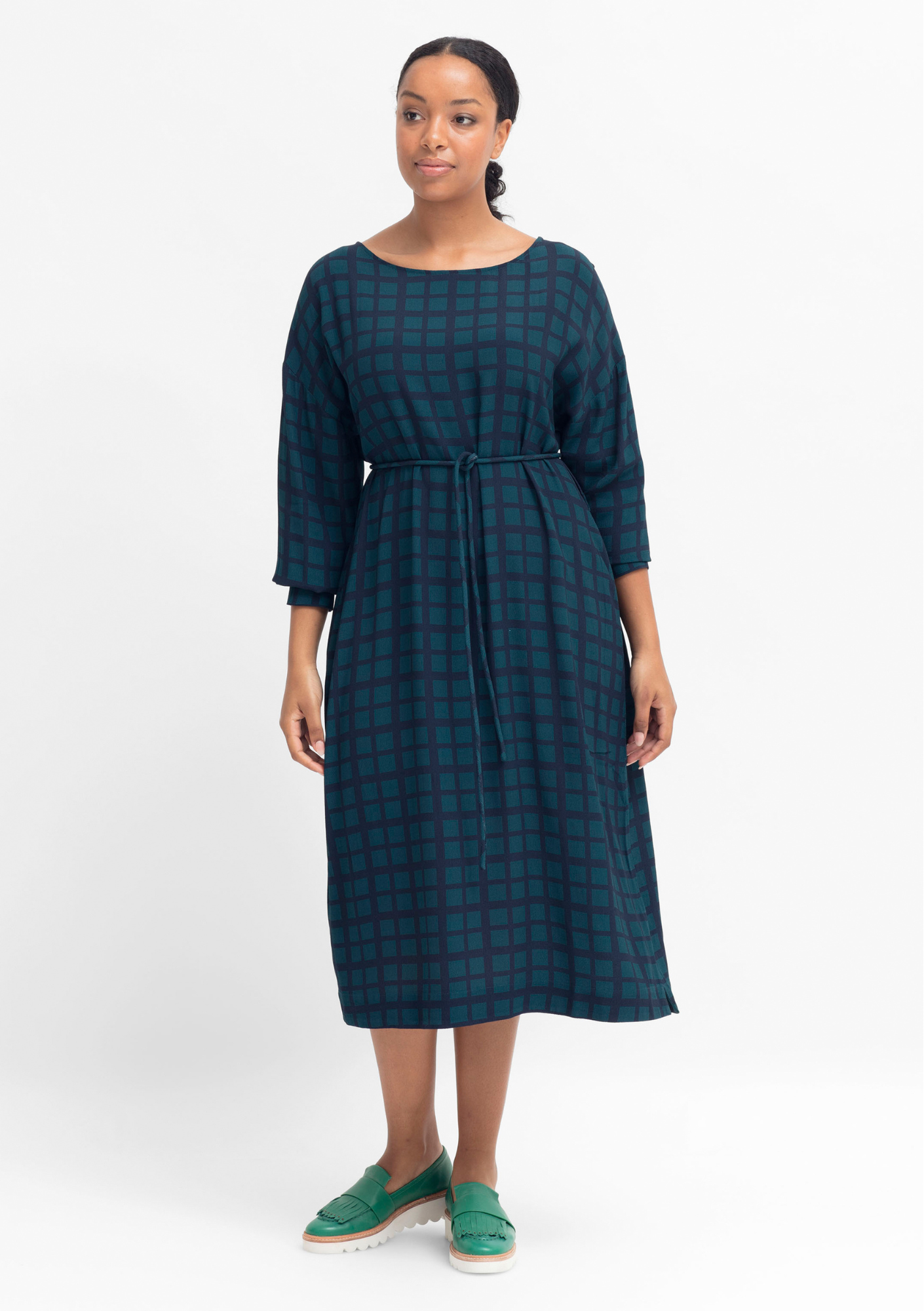 Krata Dress - Navy / Kombu Green Check