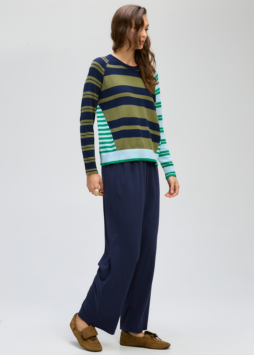 Crazy Stripe Crew Jumper - Ink