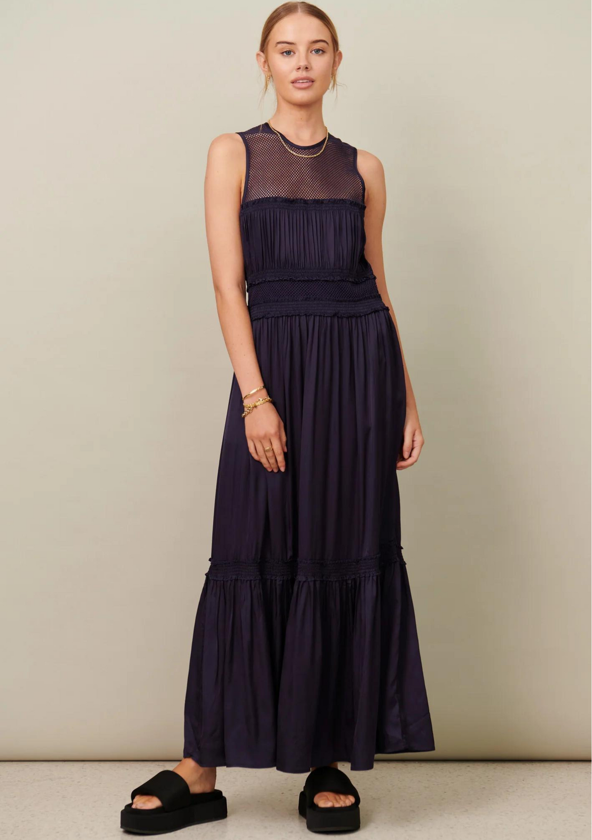 Pol CLEARANCE Lara Tiered Dress - Ink