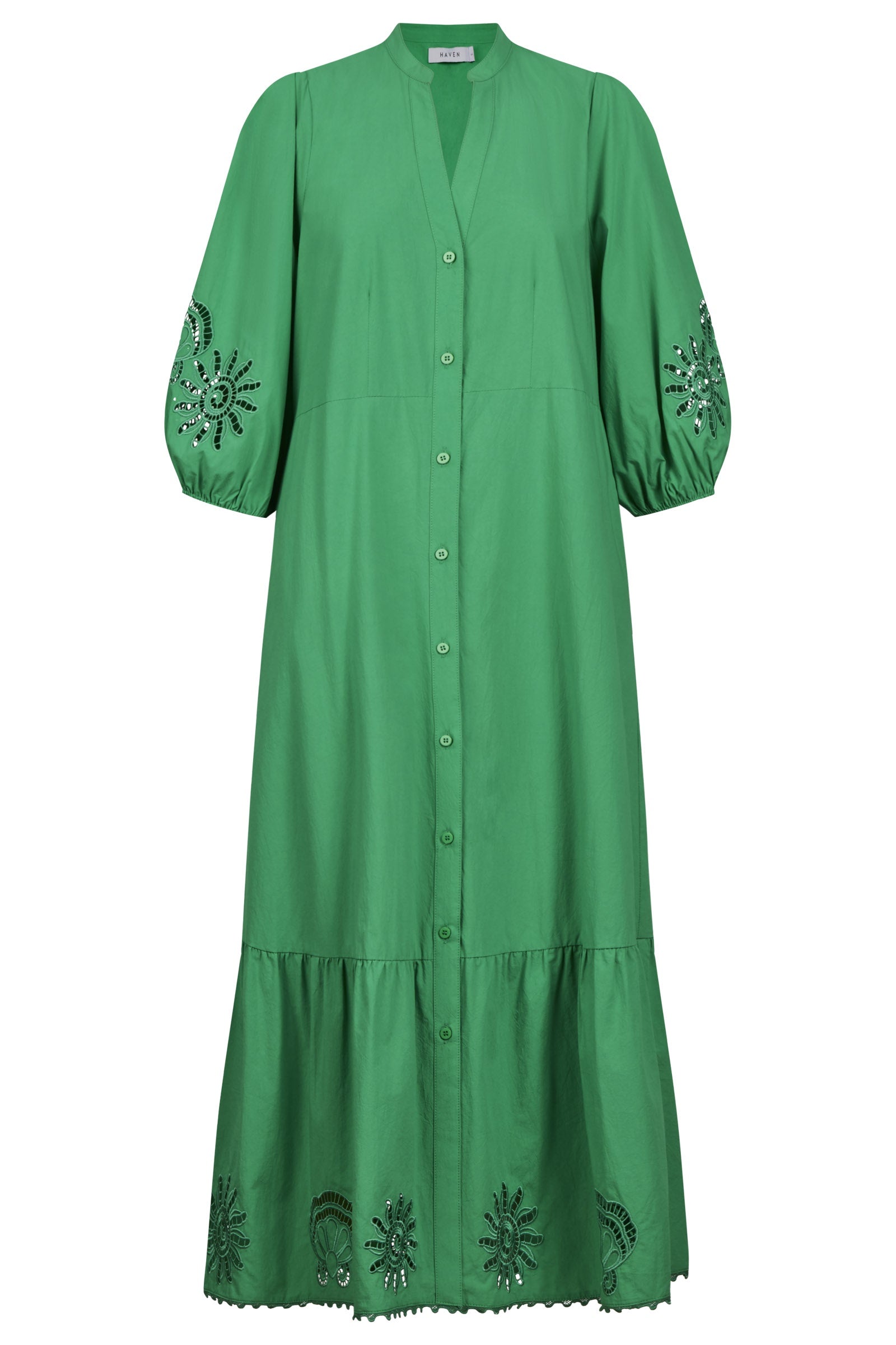 Larissa Broderie Maxi Dress - Green