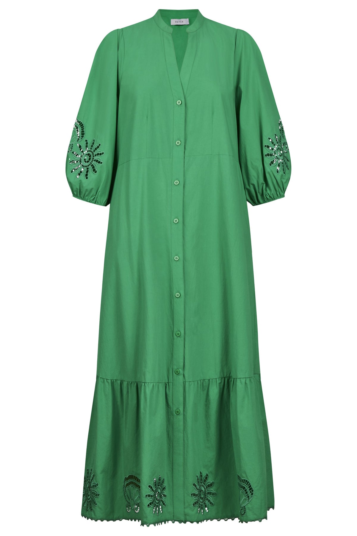 Haven Larissa Broderie Maxi Dress - Green
