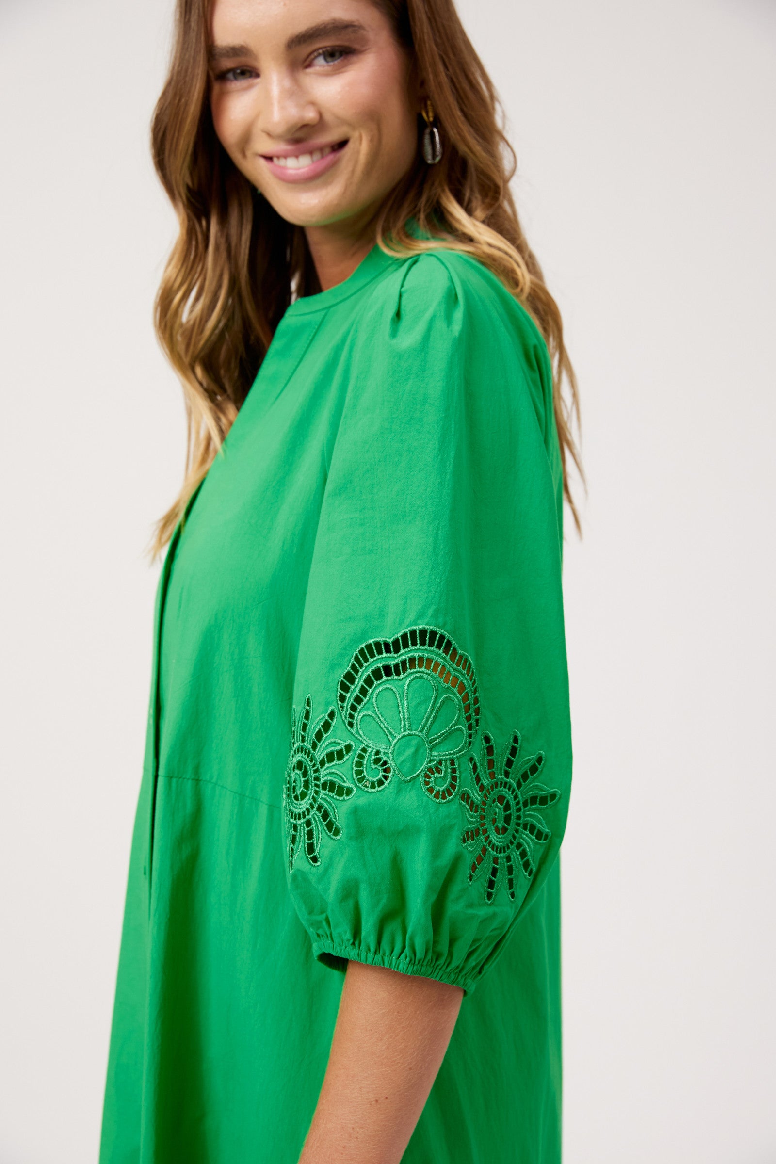 Larissa Broderie Maxi Dress - Green