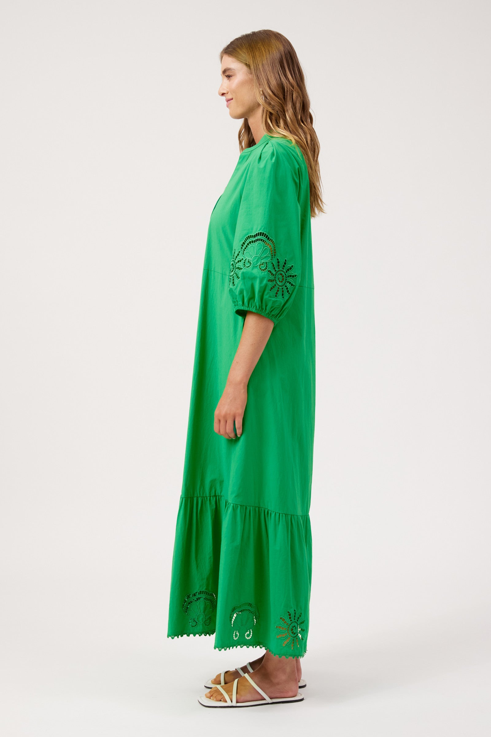 Larissa Broderie Maxi Dress - Green