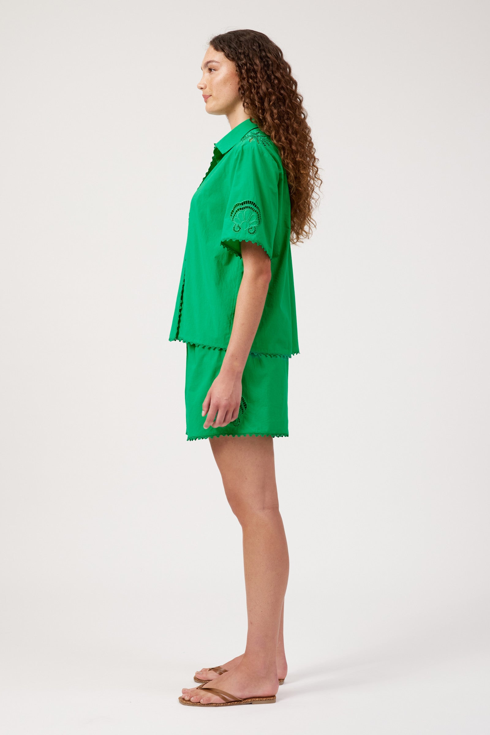 Larissa Broderie Shirt - Green