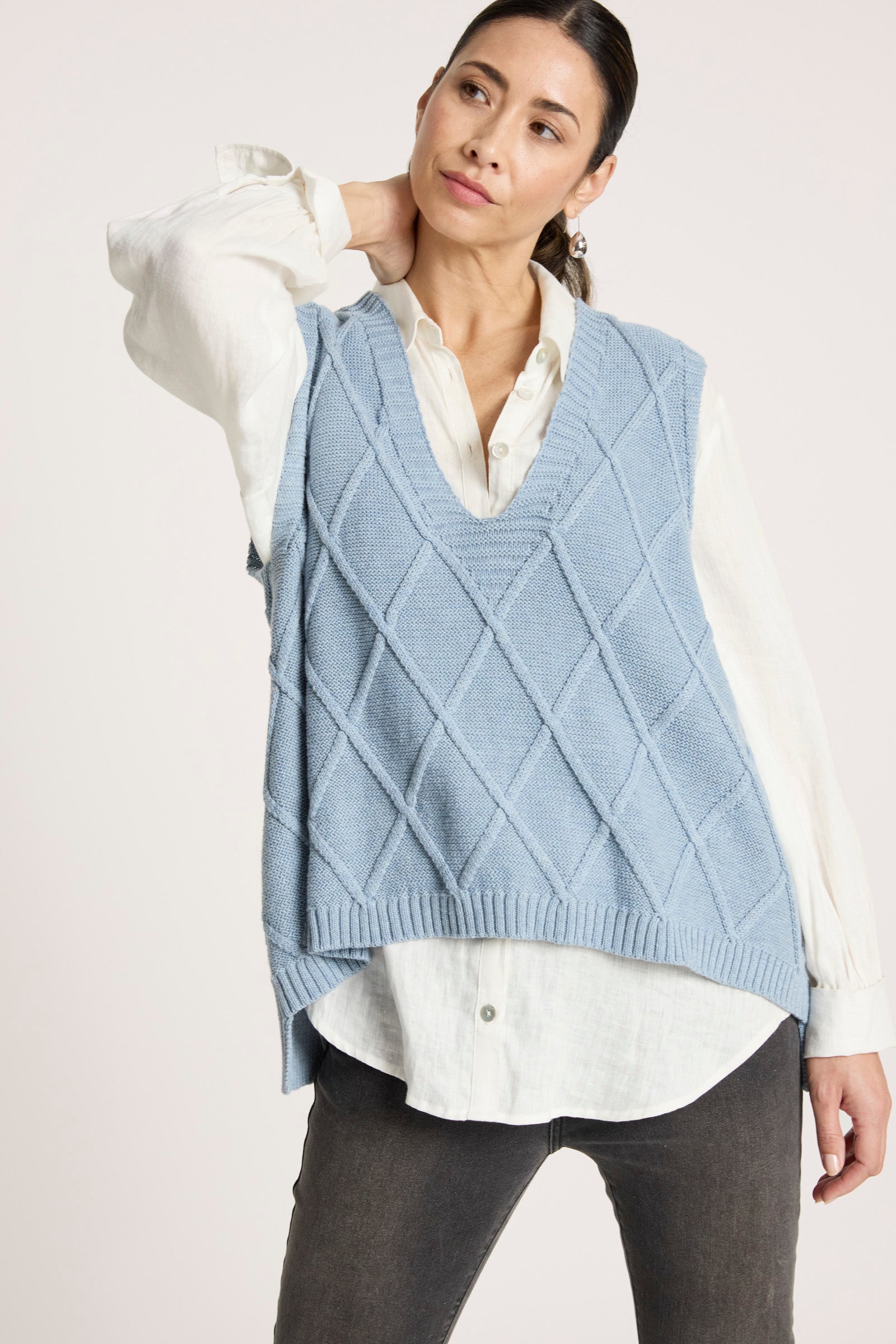 Liora Knit Vest - Lake