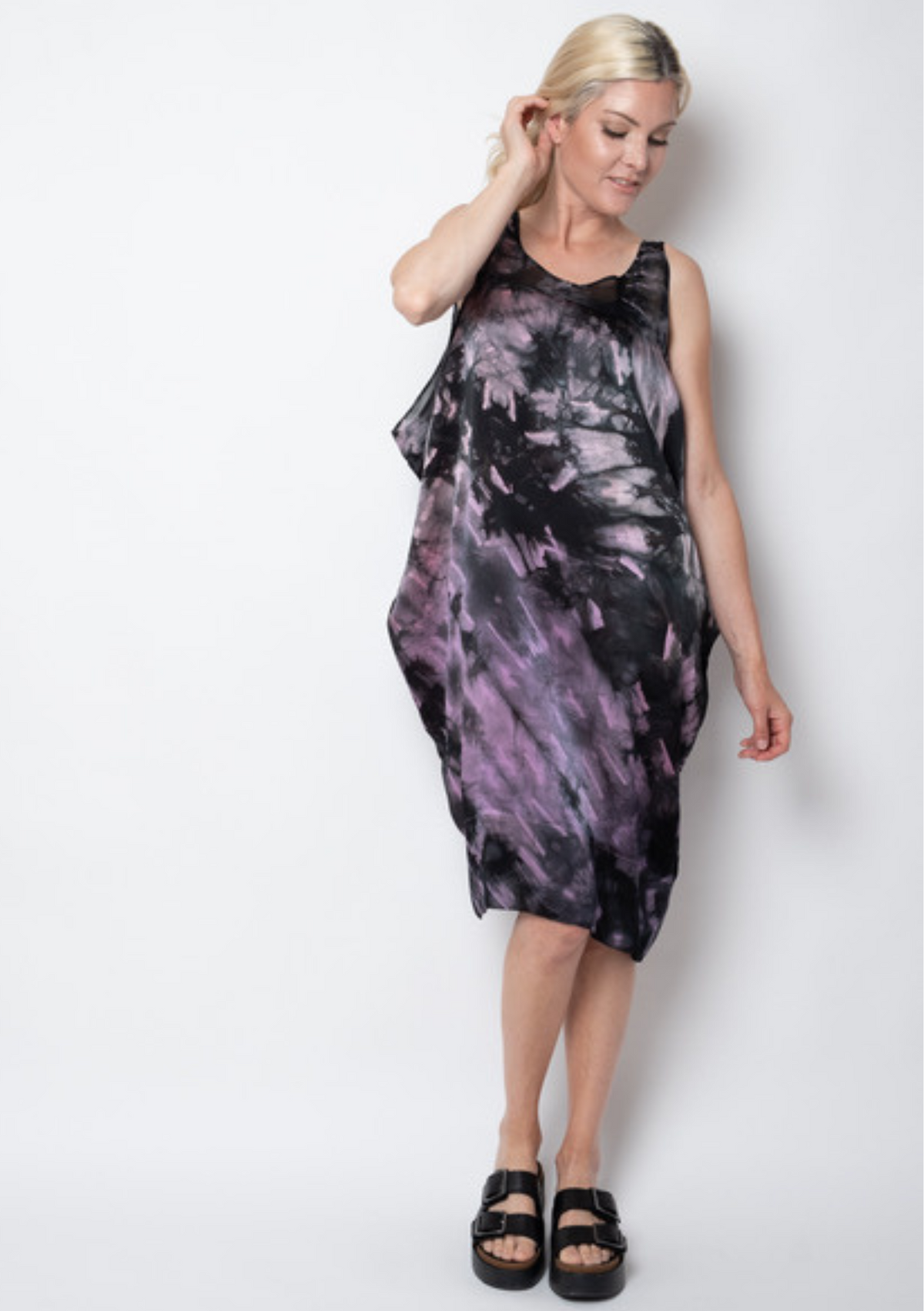 Harlowe Silk CLEARANCE Loop Dress - Pink / Lilac / Black