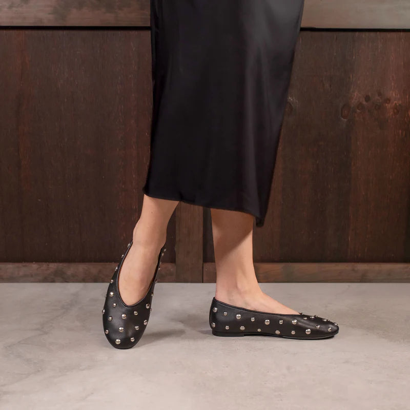 Lune Studded Ballet Flat - Black