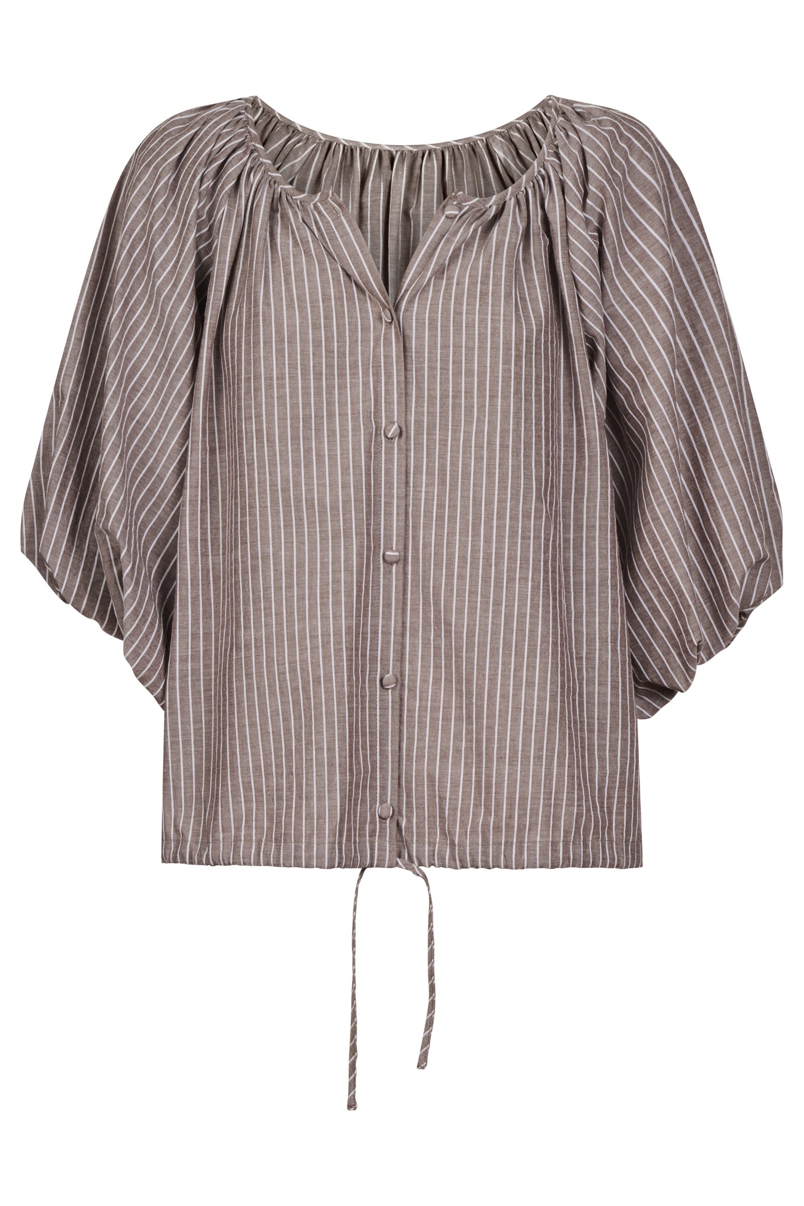 Lyndell Drawstring Top - Taupe