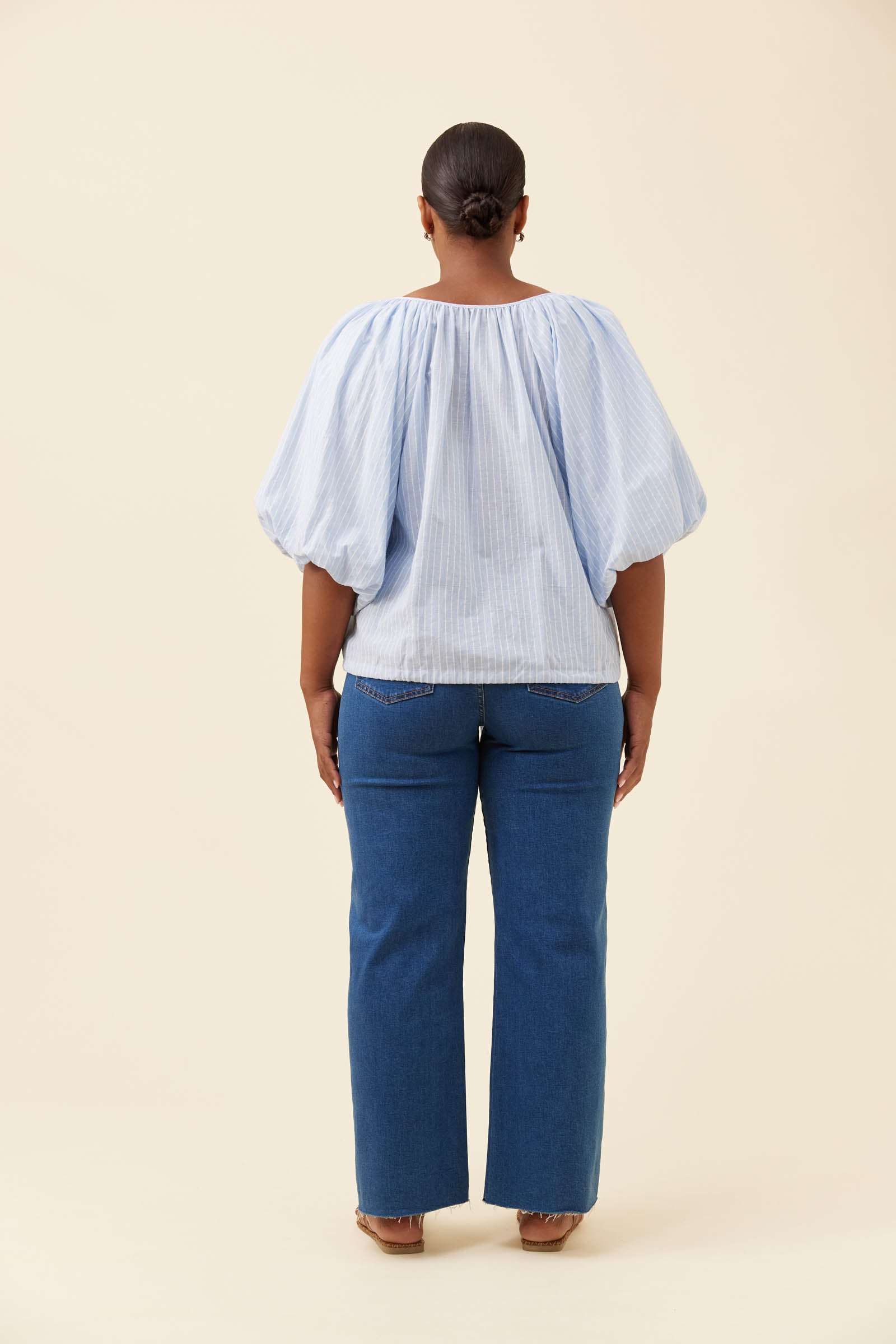 Lyndell Drawstring Top - Light Blue