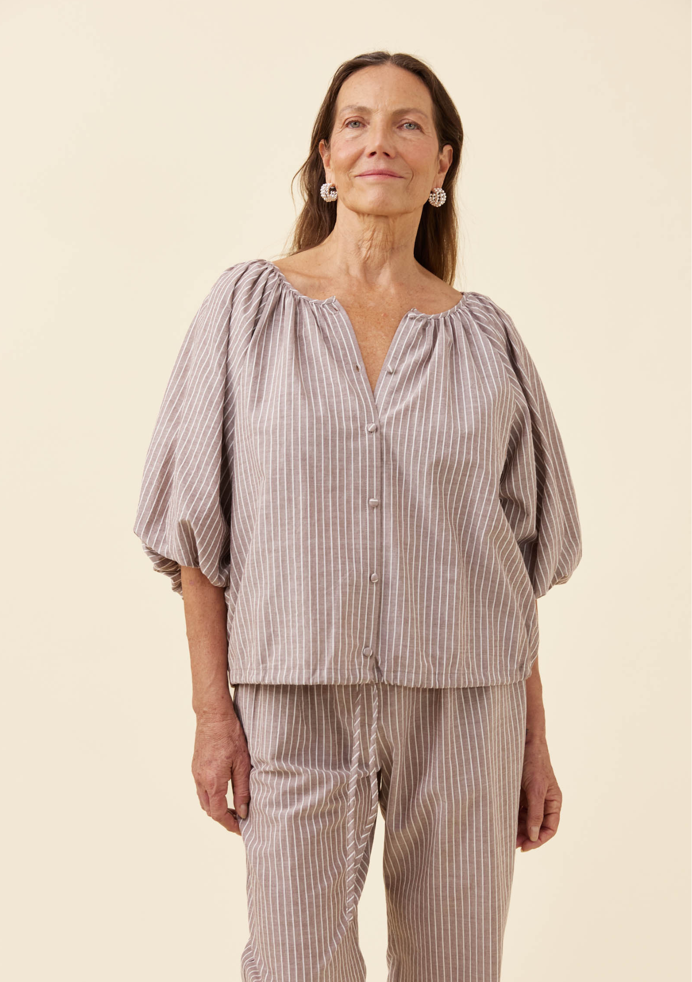 Lyndell Drawstring Top - Taupe
