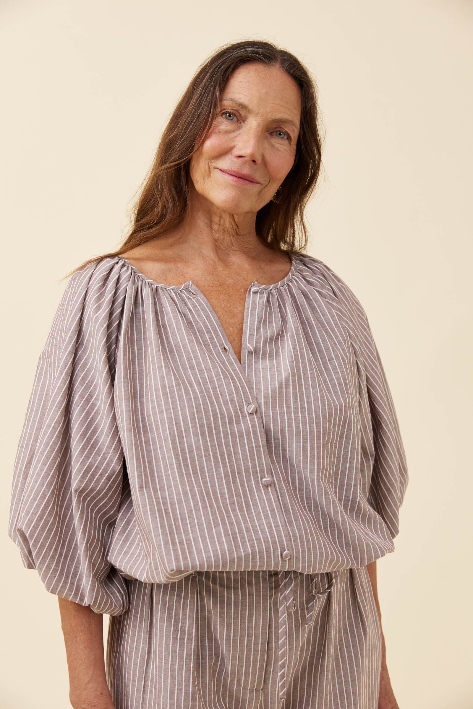 Lyndell Drawstring Top - Taupe