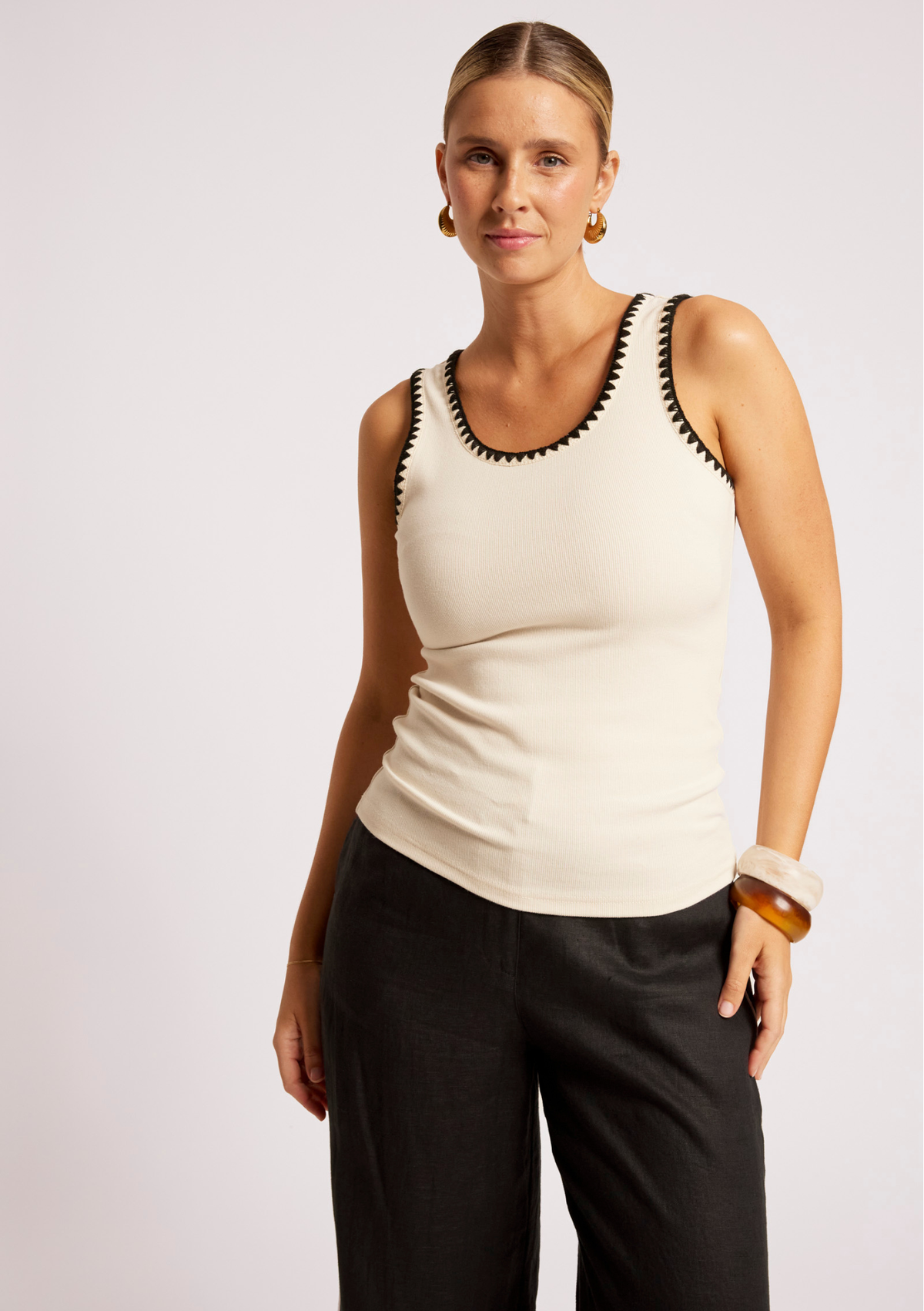 Eb + Ive Maris Stitched Tank - Tusk / Black