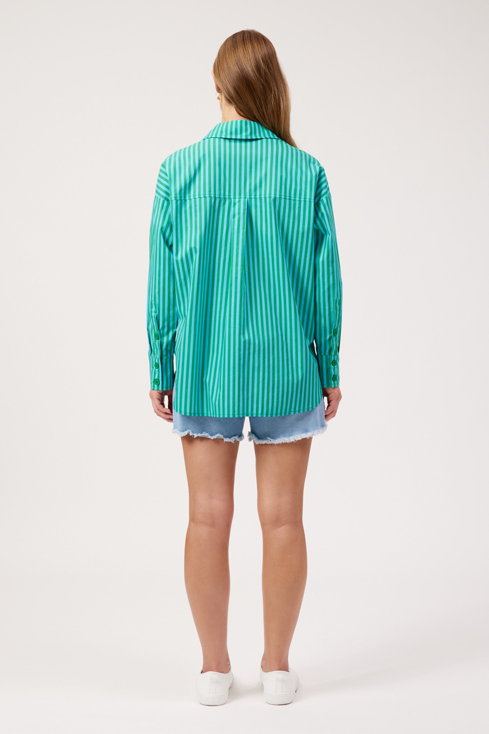 Mykonos Embroidered Stripe Shirt - Green