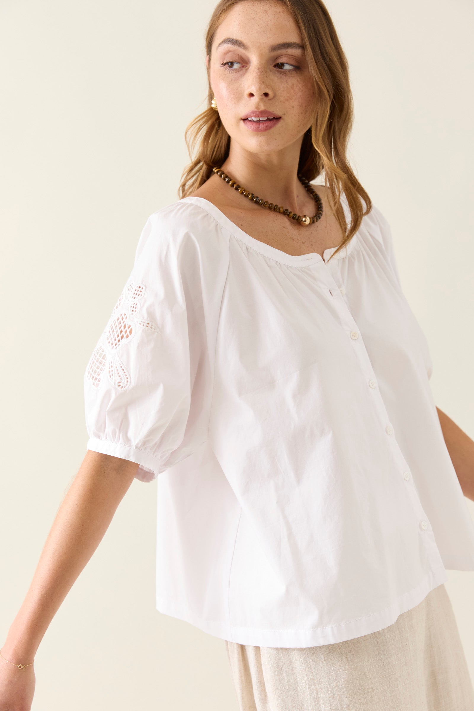 Nilsa Button Top - Lotus