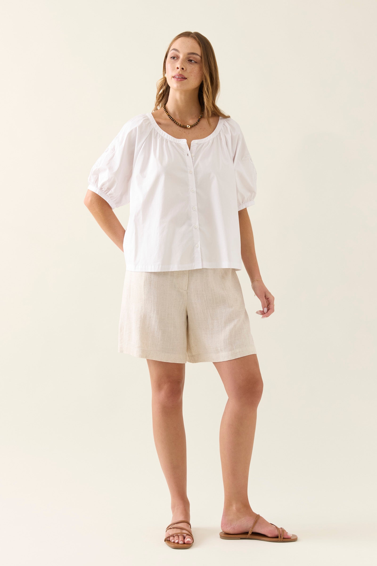 Nilsa Button Top - Lotus