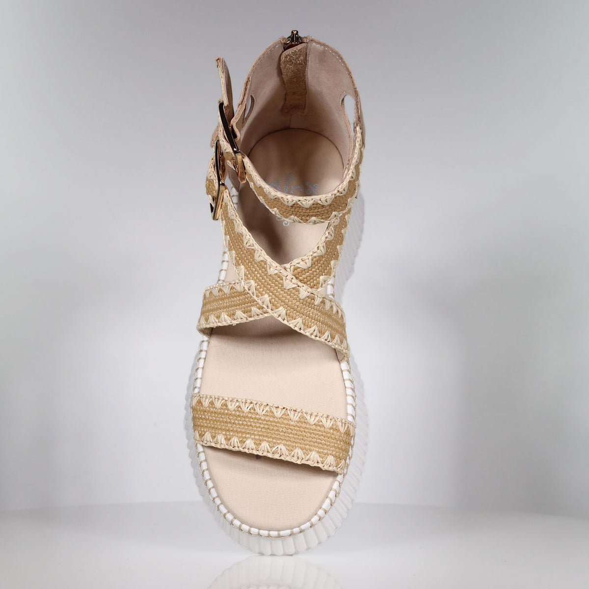 Minx Plaza Woven Sandal - Nude Raffia