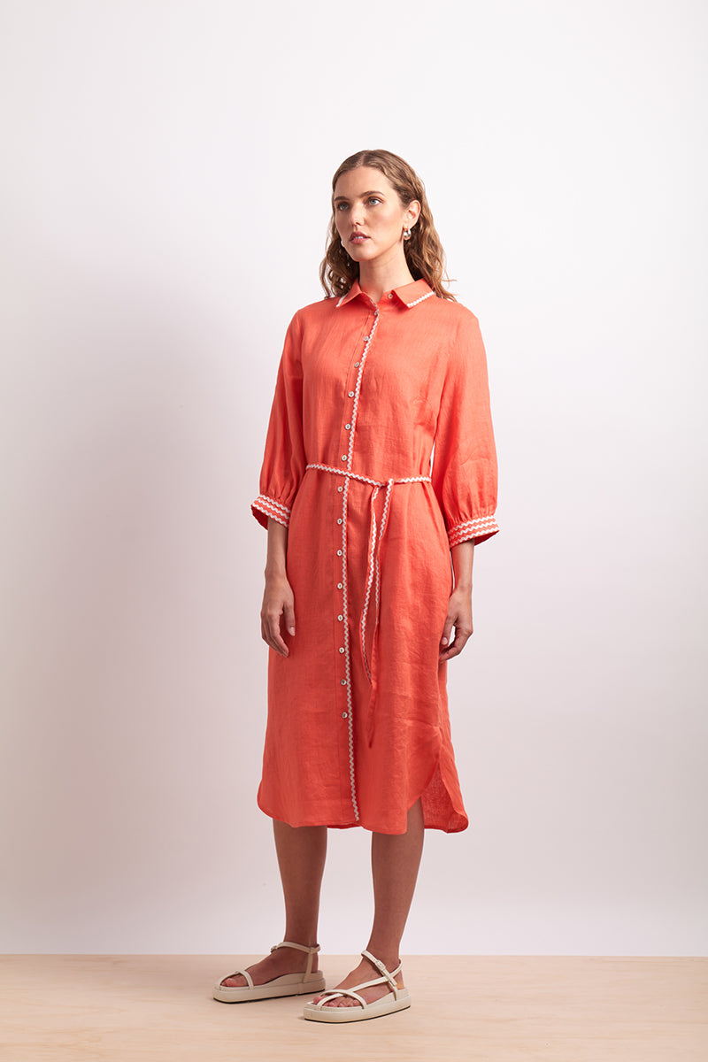 Neris CLEARANCE Ric Rac Shirt Dress - Calypso