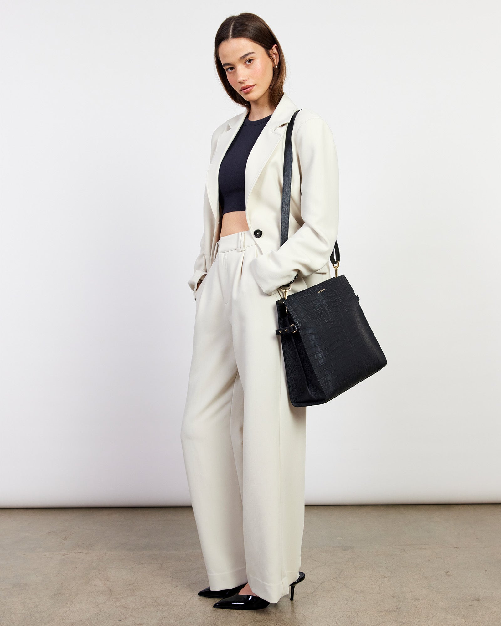 Beatrice Shoulder Bag - Black Croc