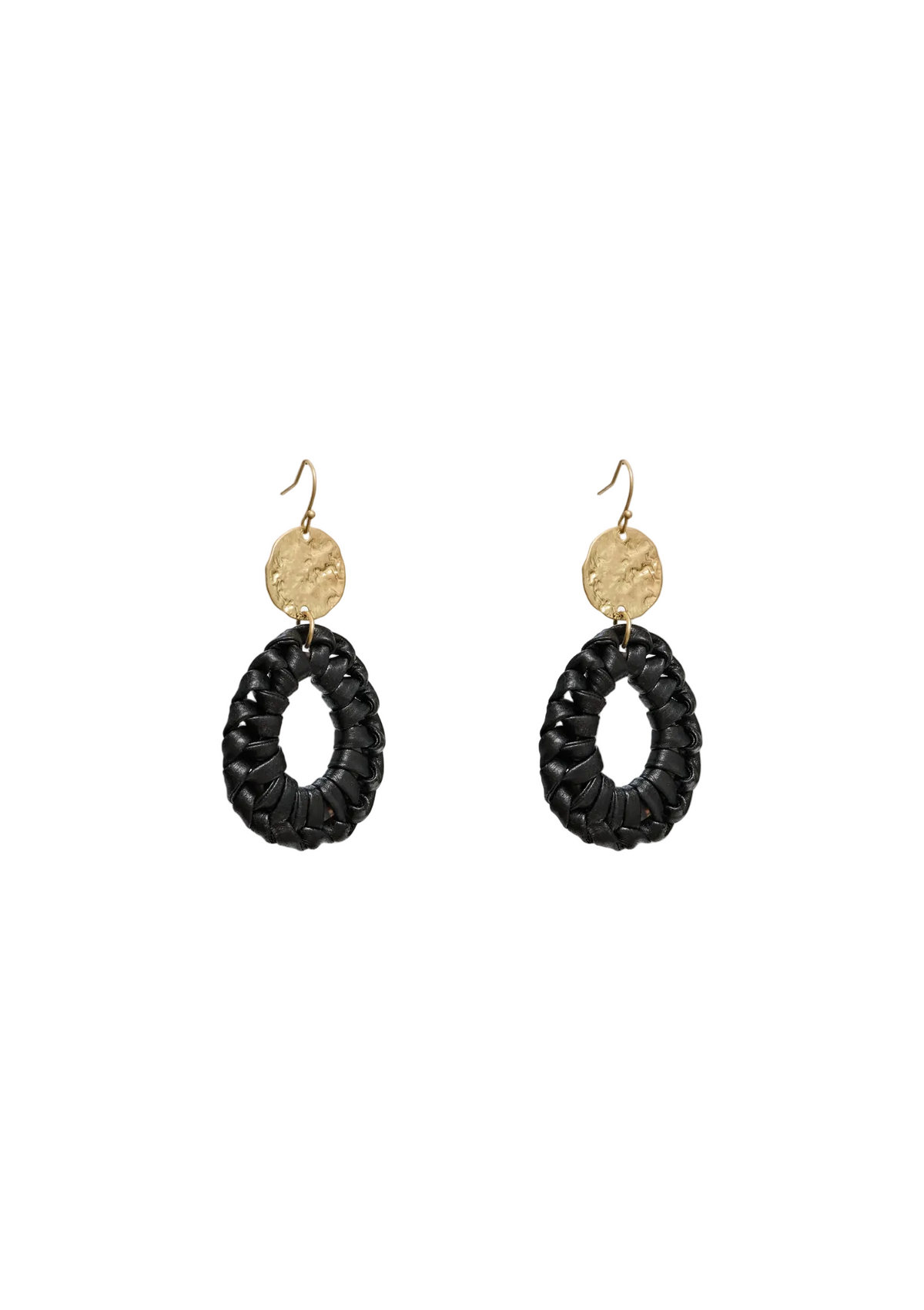 Stella + Gemma Oval Leather Earrings - Black