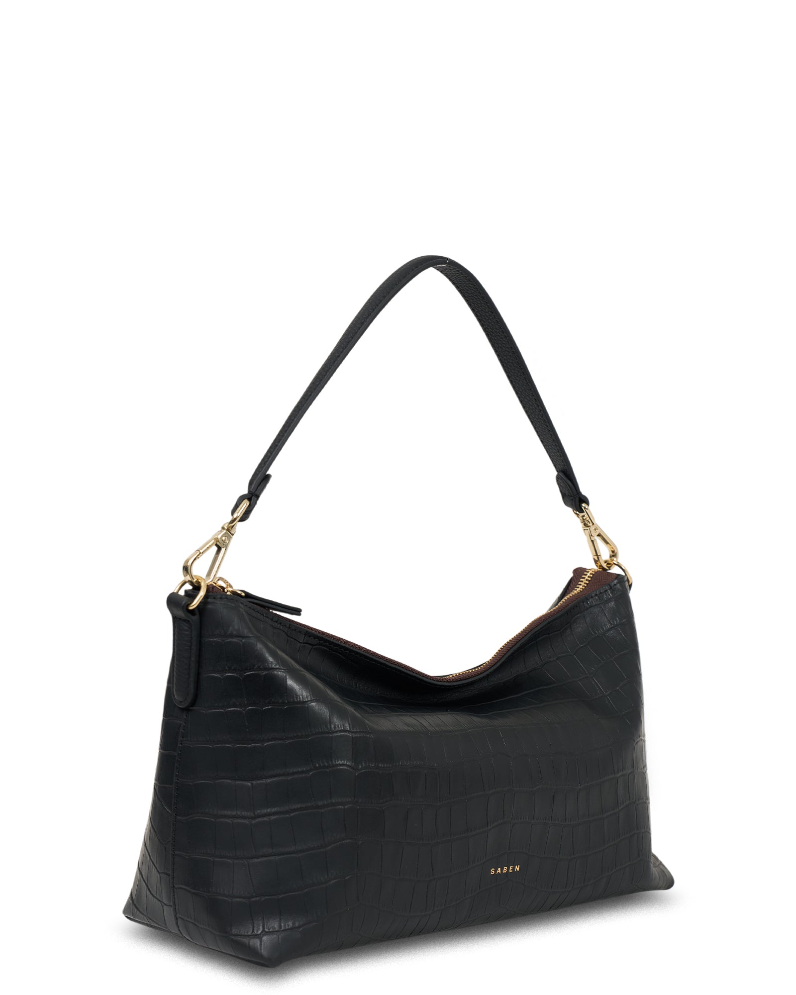 Claudia Shoulder Bag - Black Croc