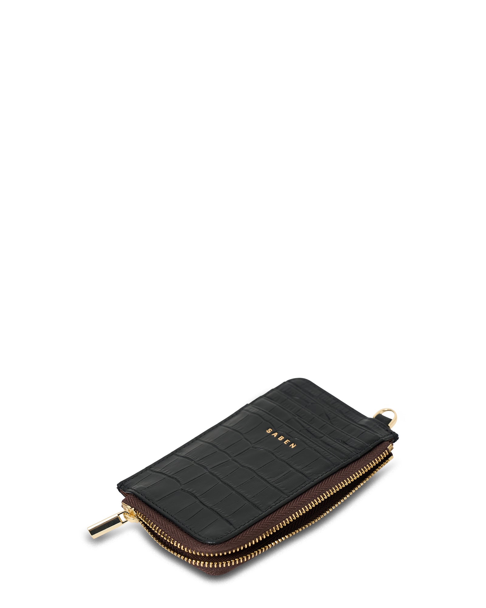 Winona Card Holder - Black Croc