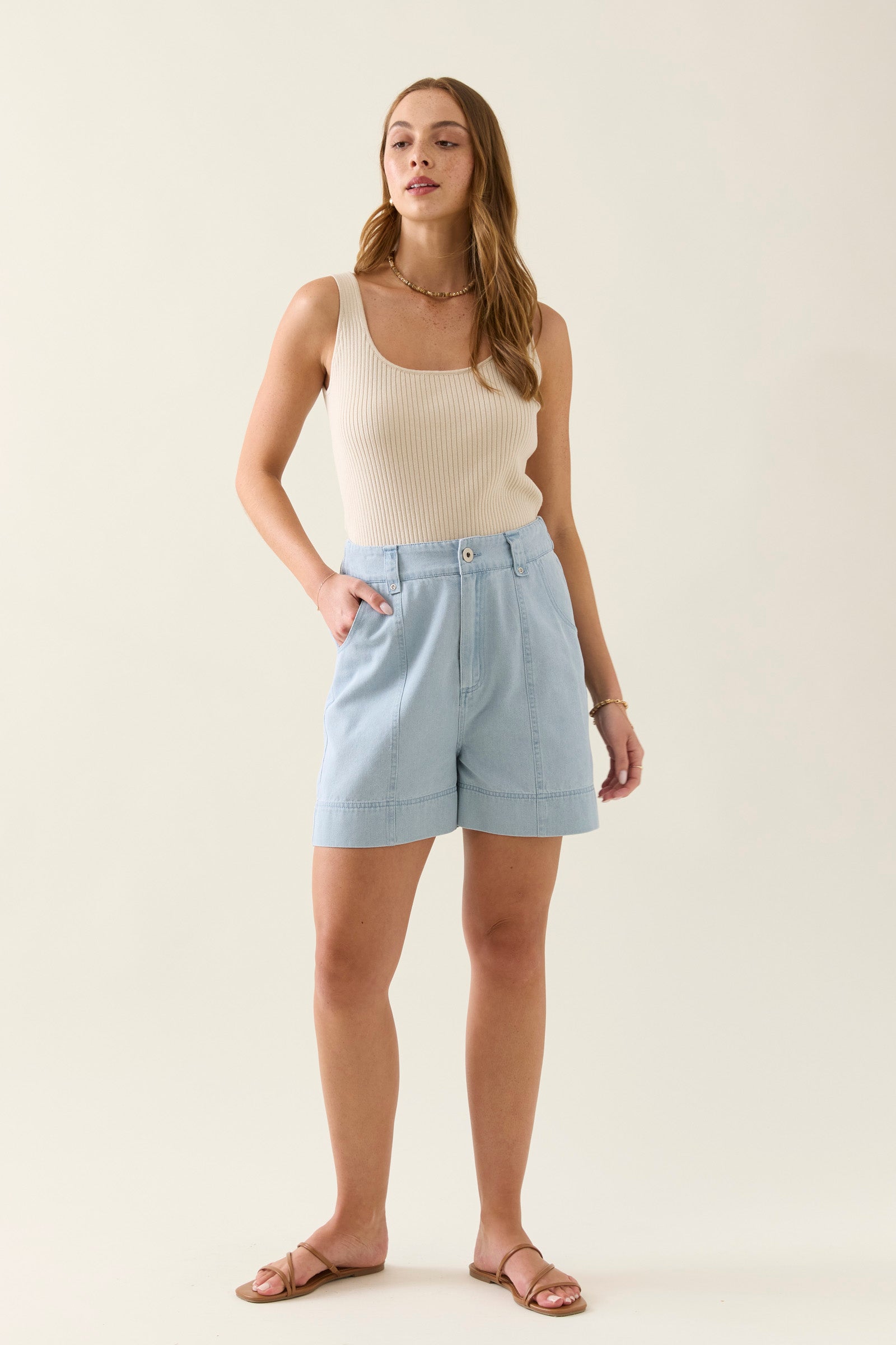Sofie Denim Shorts - Sky