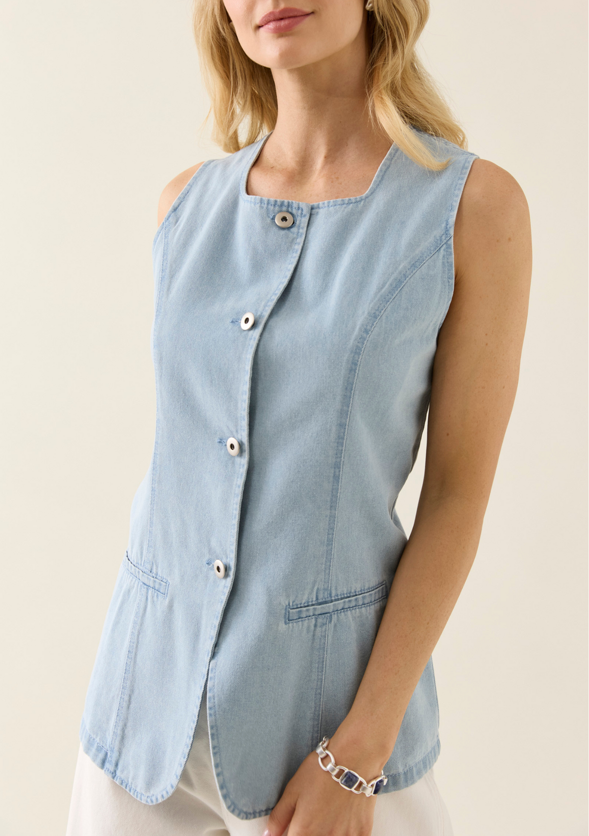 Isle of Mine CLEARANCE Sofie Denim Vest - Sky