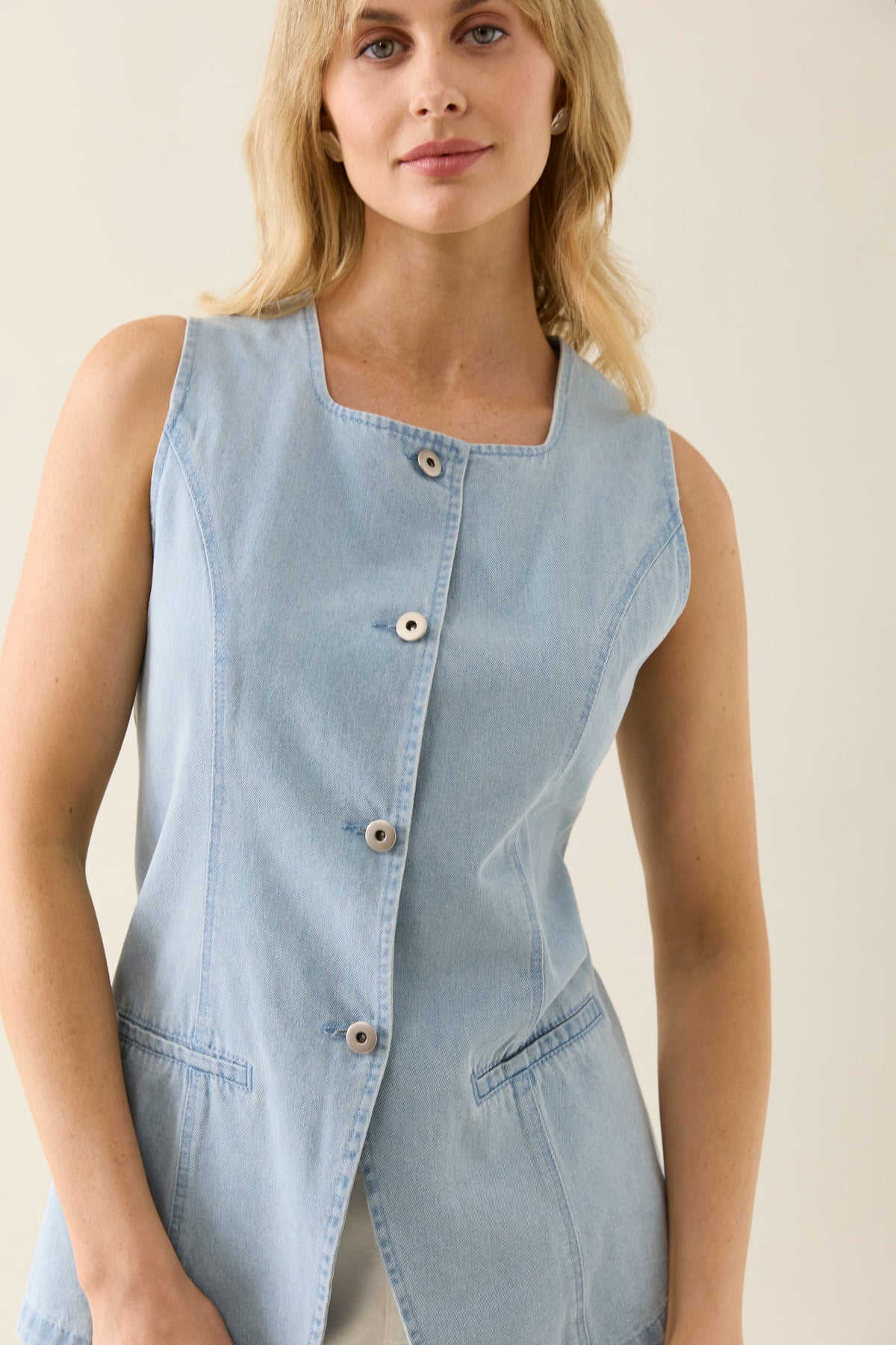 Isle of Mine CLEARANCE Sofie Denim Vest - Sky
