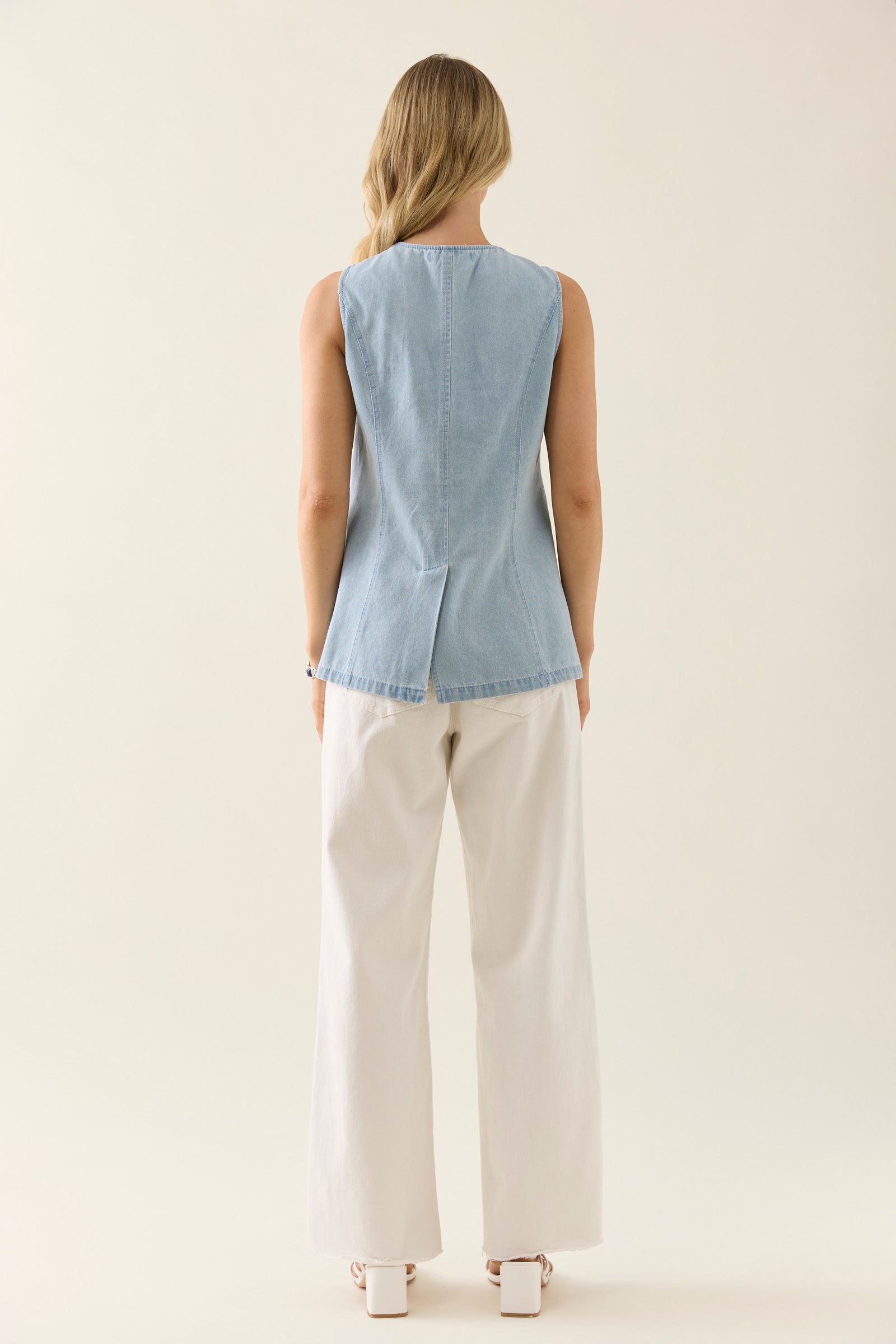 Sofie Denim Vest - Sky