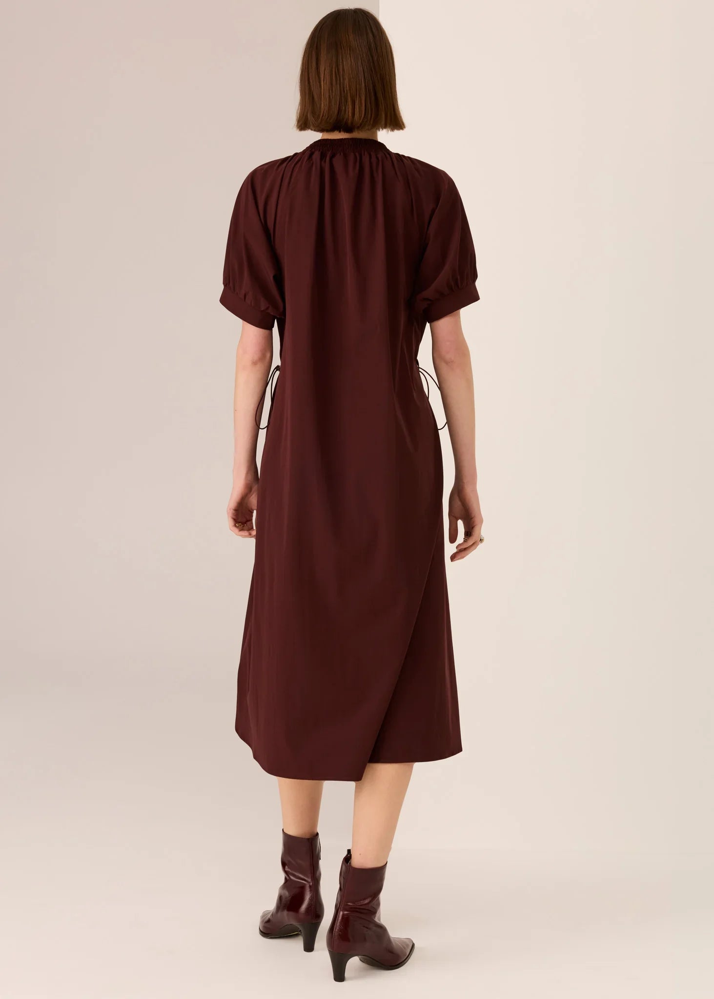 Tech Drawcord Dress - Merlot