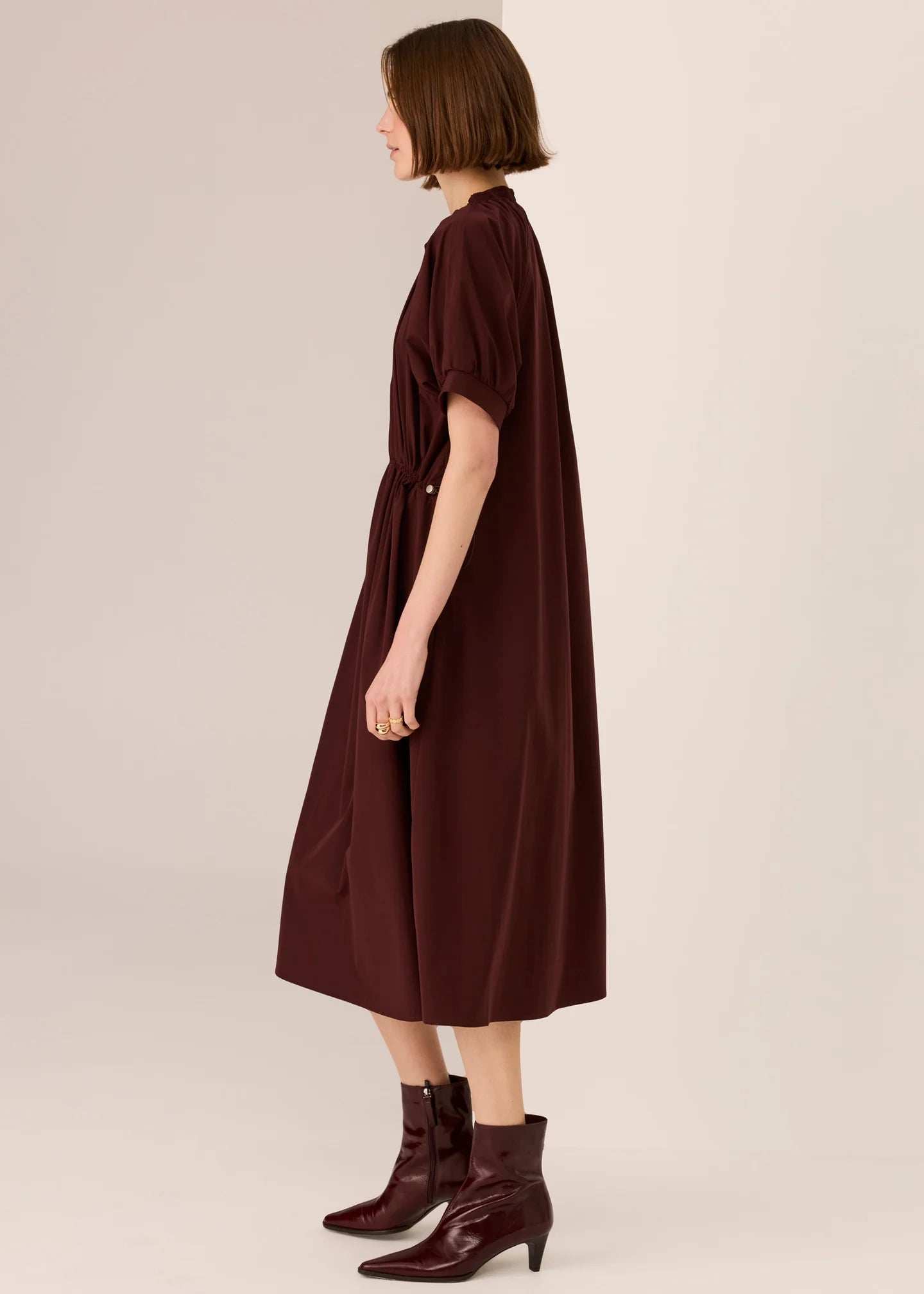 Tech Drawcord Dress - Merlot