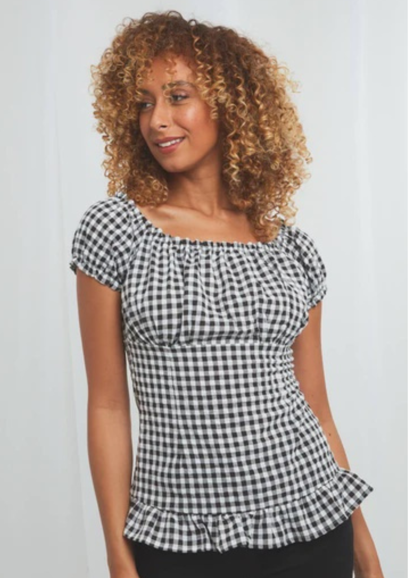 CLEARANCE The Dixie Gingham Top - Black / White