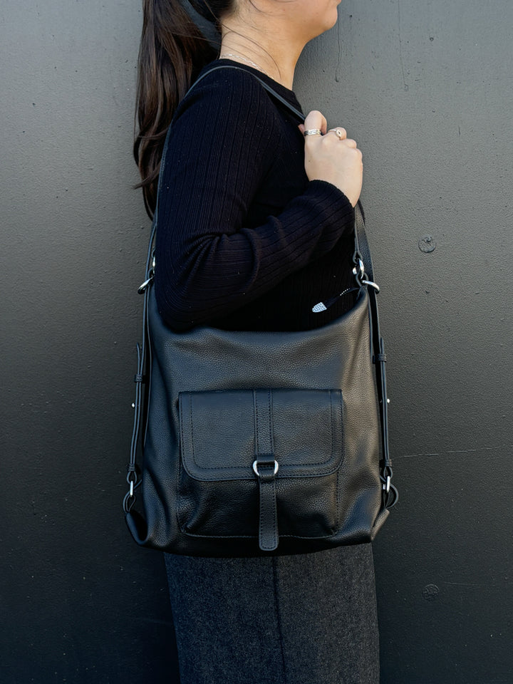 Minx Trendy Traveller Back Pack - Black Milled