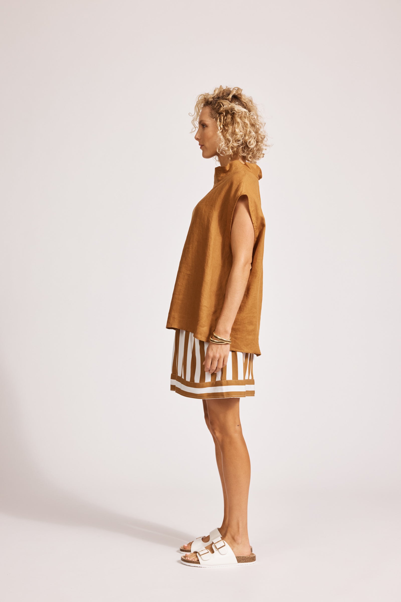 Treville Stripe Shorts - Caramel