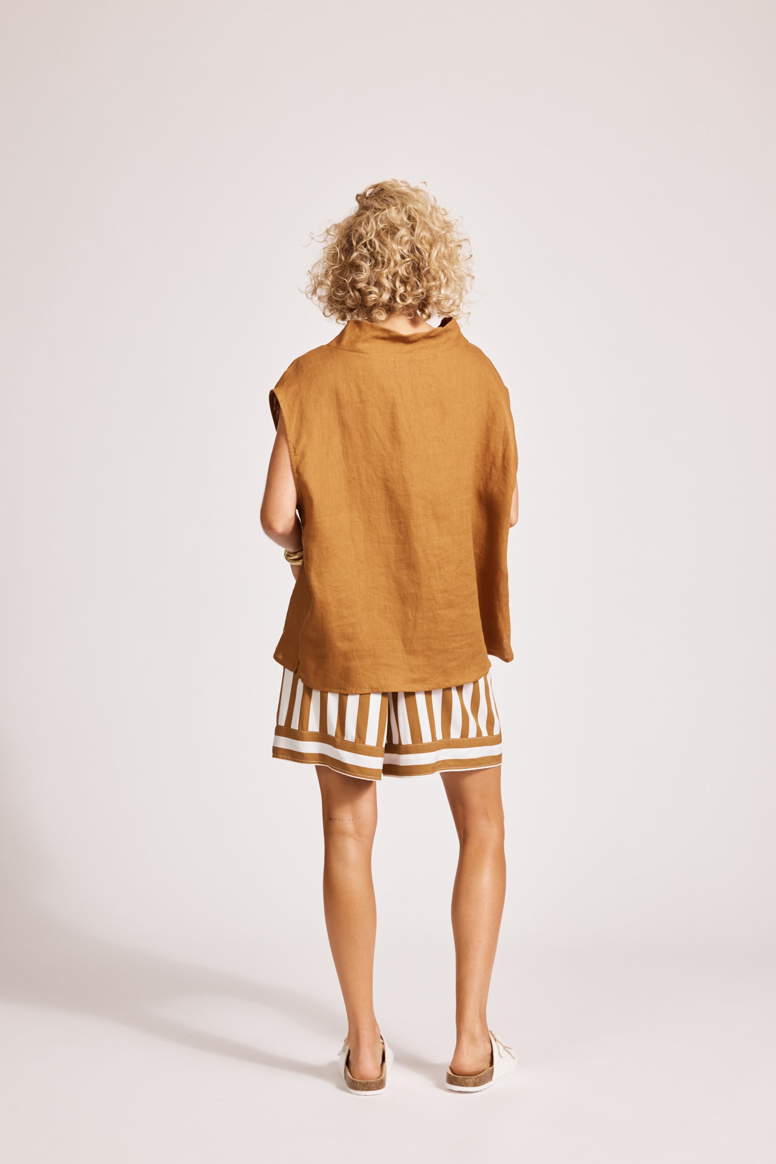 Treville Stripe Shorts - Caramel