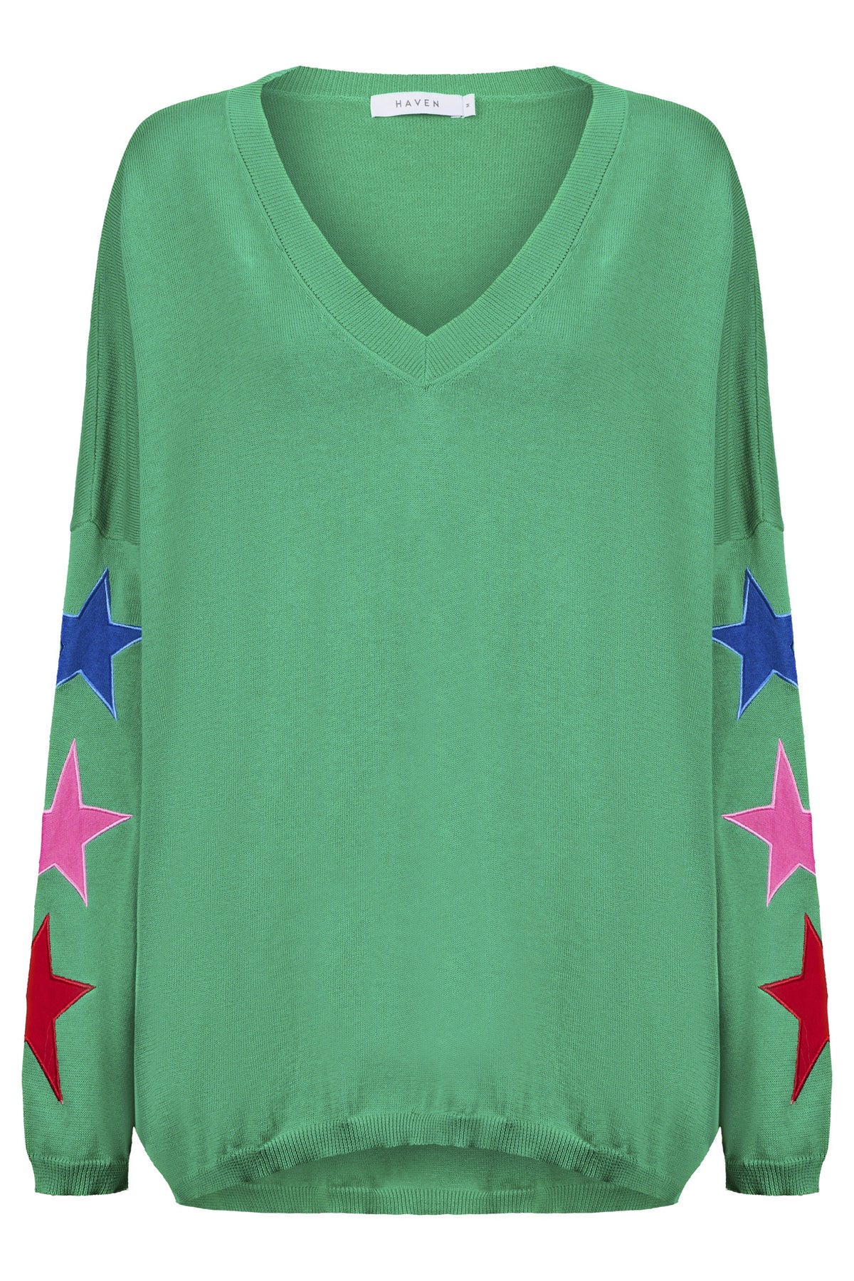 Haven Vermont Star V Neck Jumper - Green