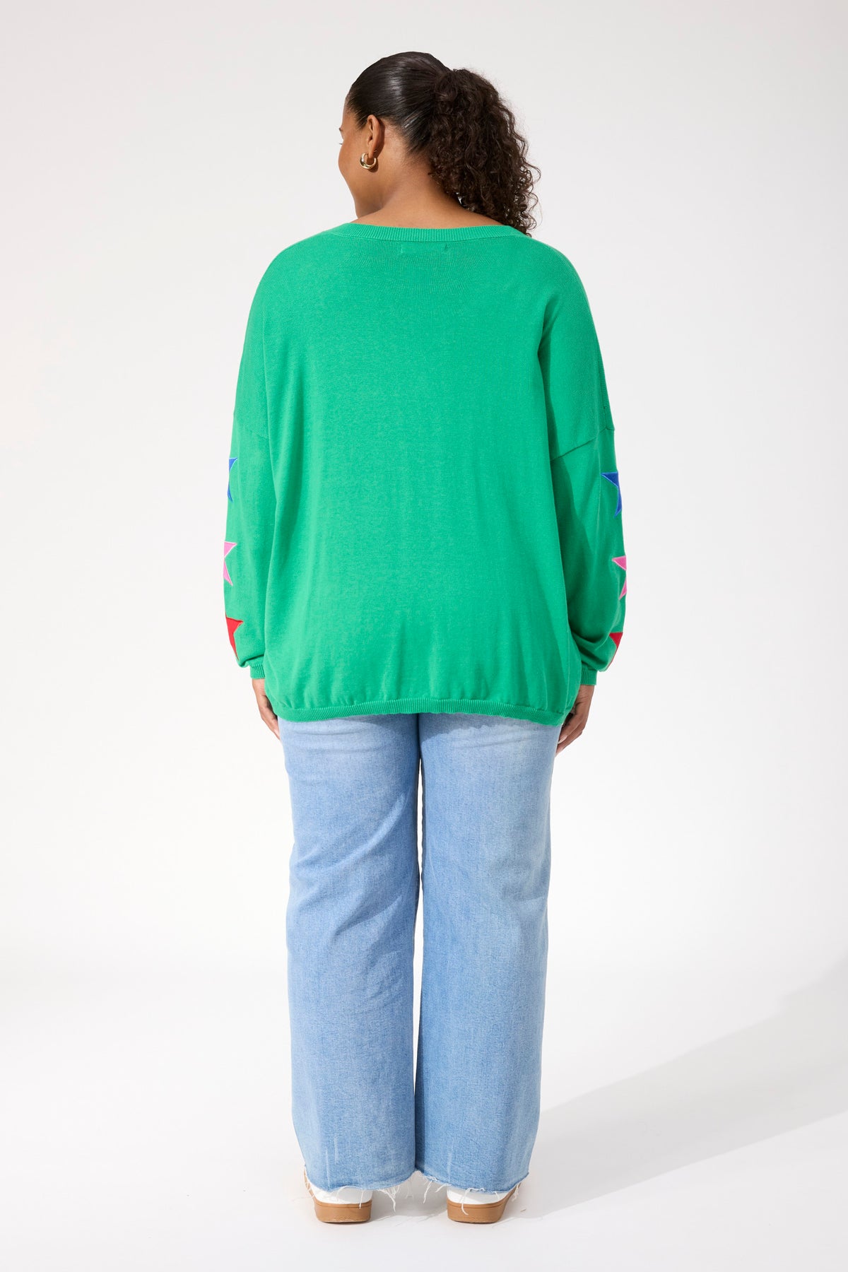 Haven Vermont Star V Neck Jumper - Green