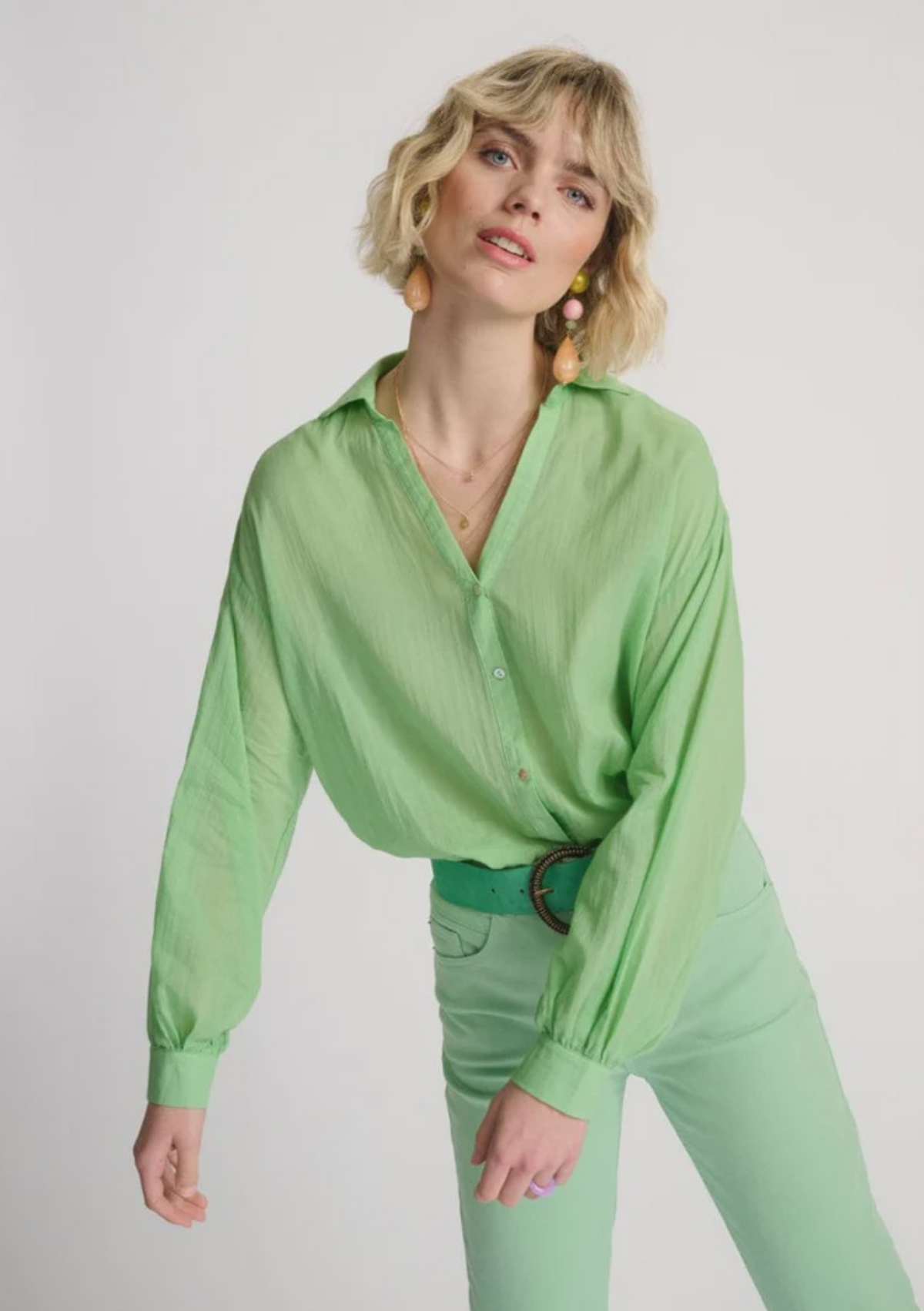 Pom Amsterdam CLEARANCE Violet Blouse - Grass Green