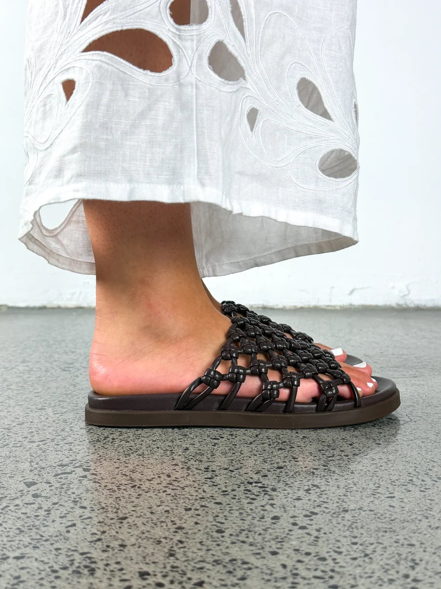 Amalfi Slides - Dark Brown Knot