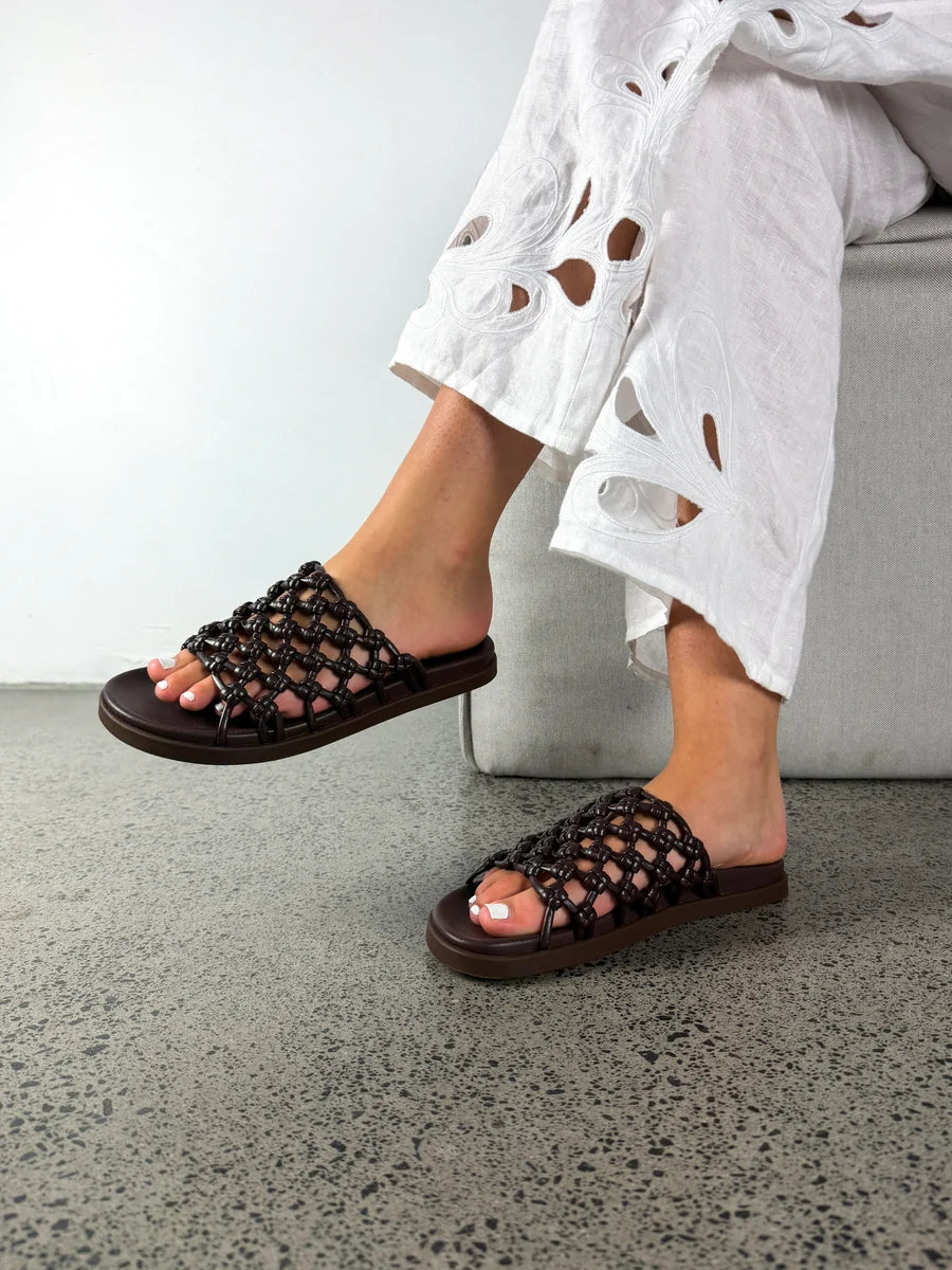 Amalfi Slides - Dark Brown Knot