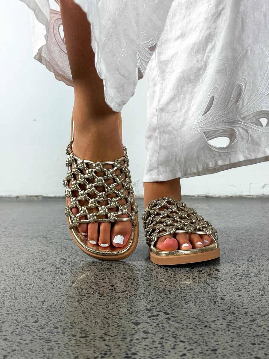 Amalfi Slides - Gold Metallic Knot