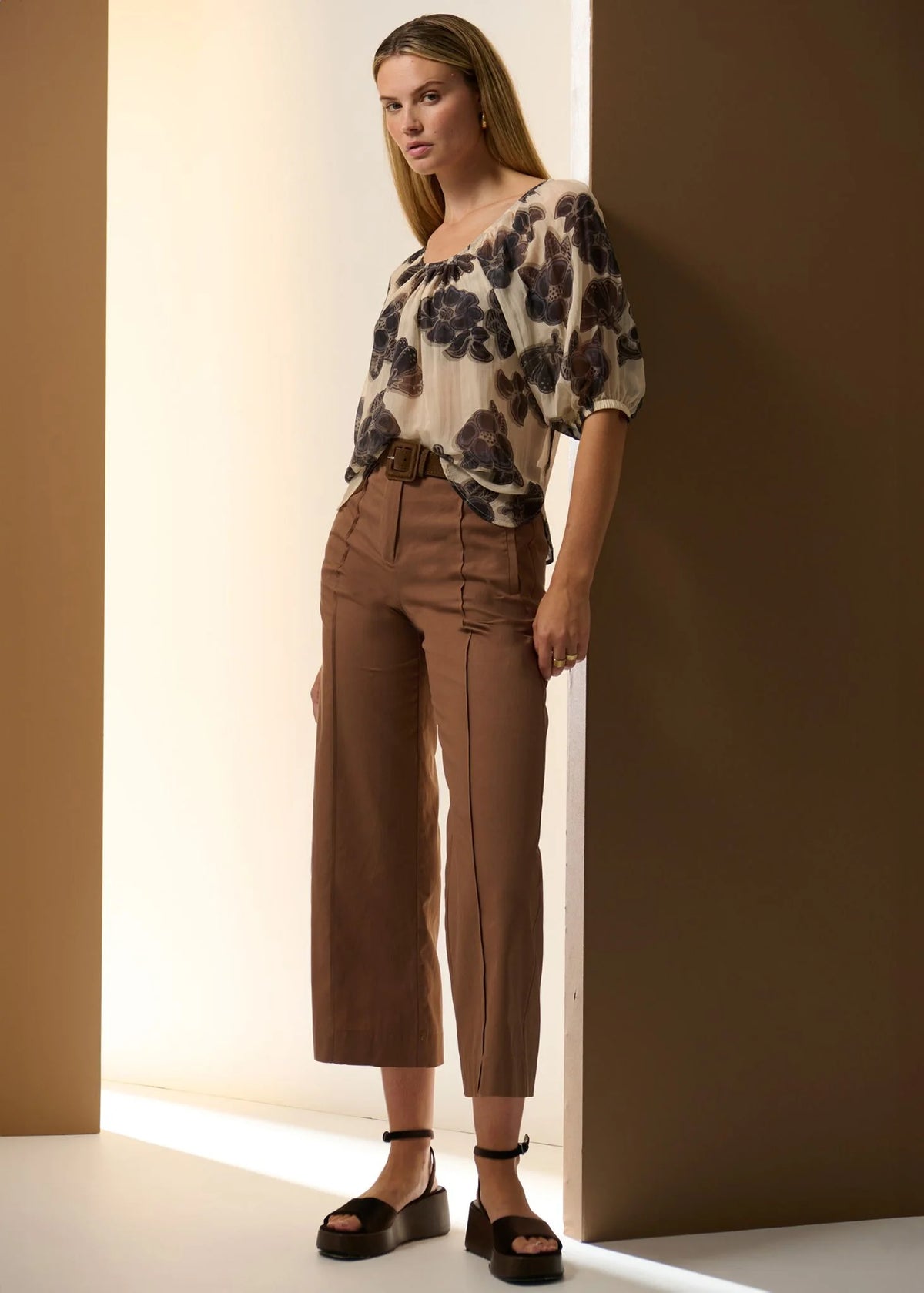 Pol Amara Silk Scoop Top - Amara Print