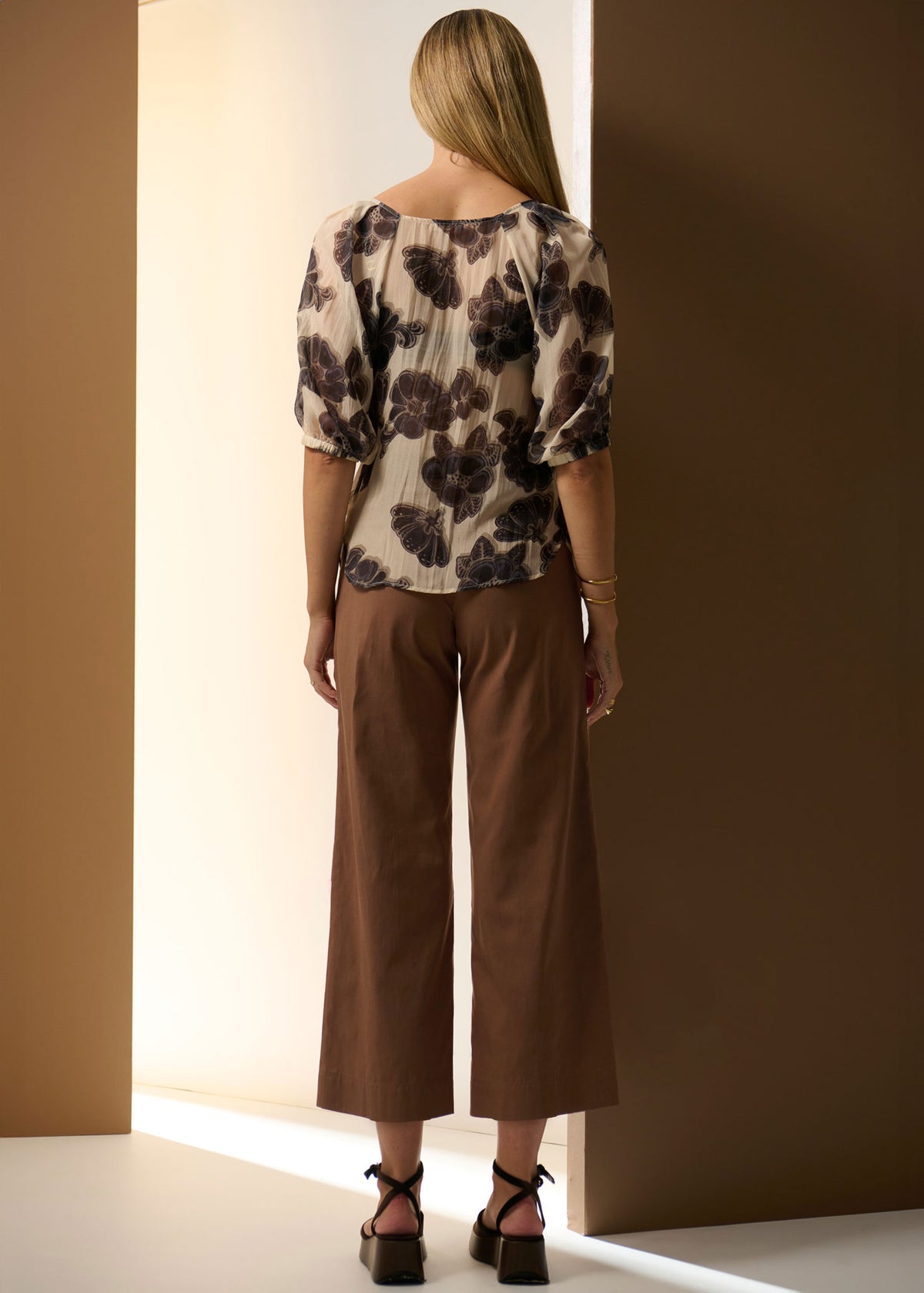 Pol Amara Silk Scoop Top - Amara Print