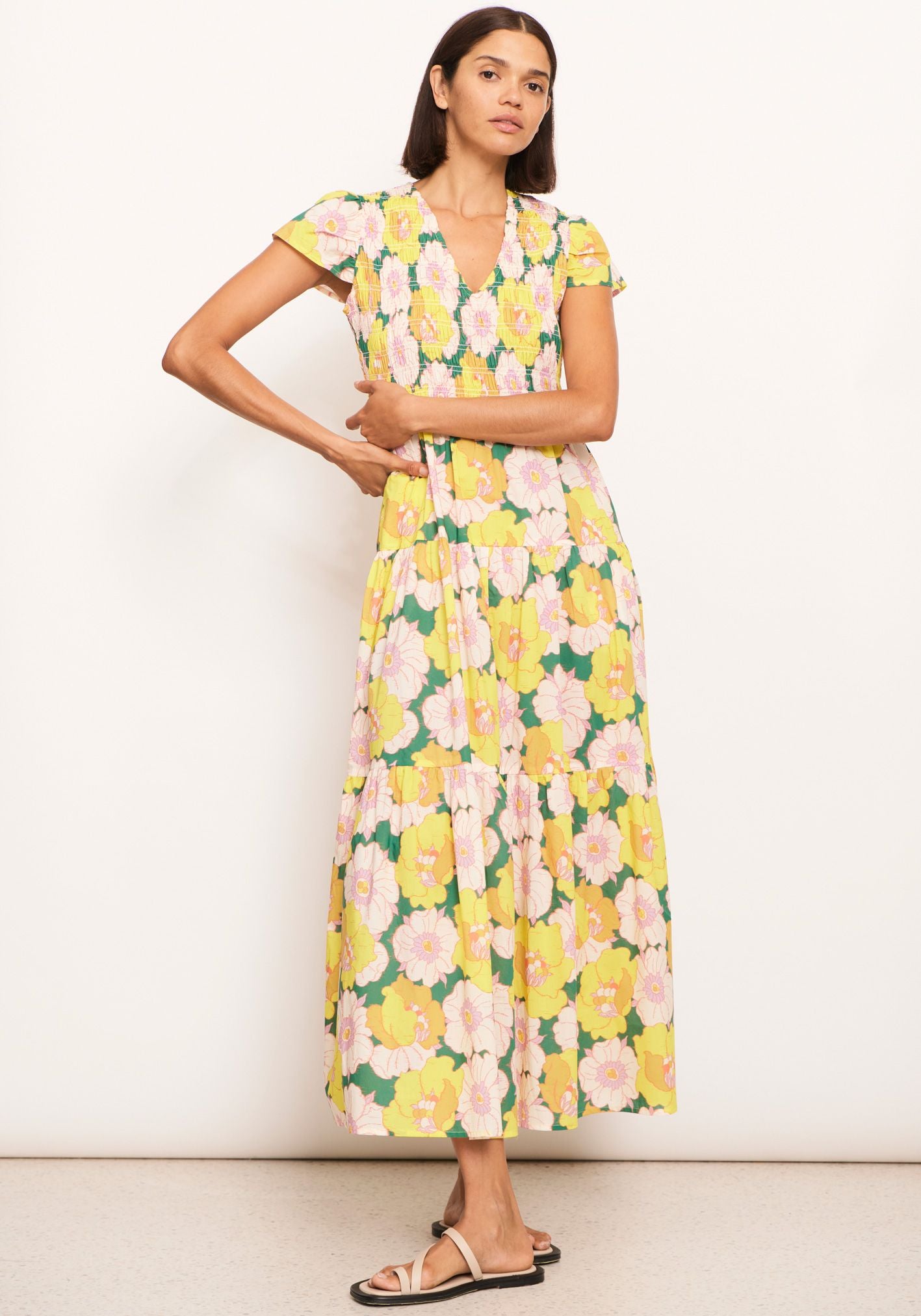 Anemanie Shirred Dress - Anemanie Print